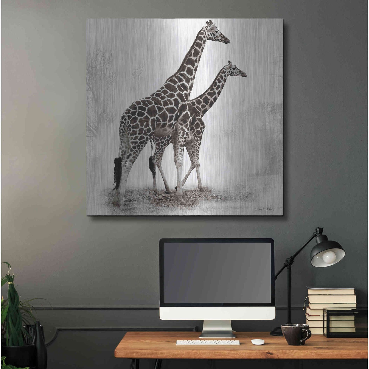 Luxe Metal Art 'Giraffe III' by Debra Van Swearingen, Metal Wall Art,36x36