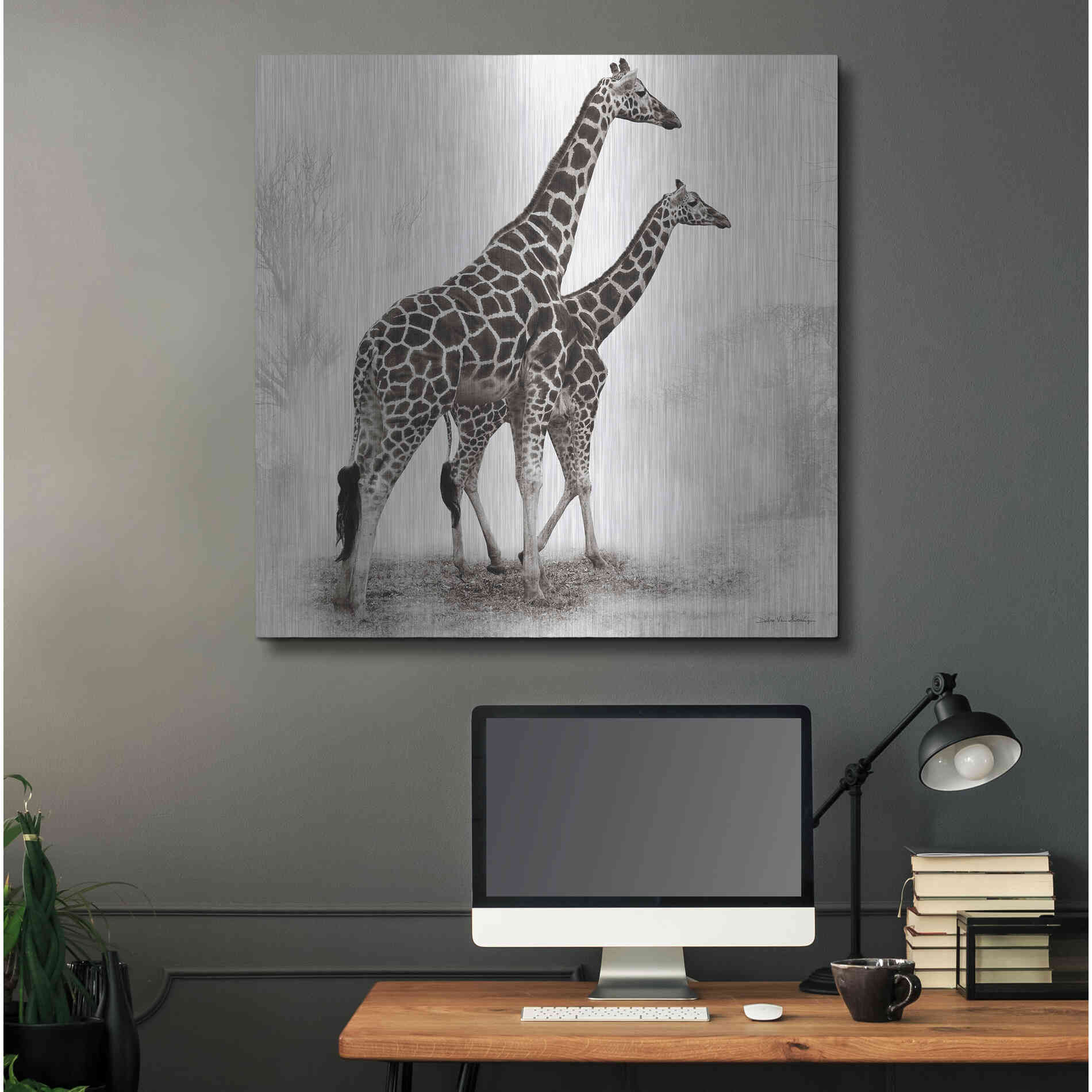Luxe Metal Art 'Giraffe III' by Debra Van Swearingen, Metal Wall Art,36x36