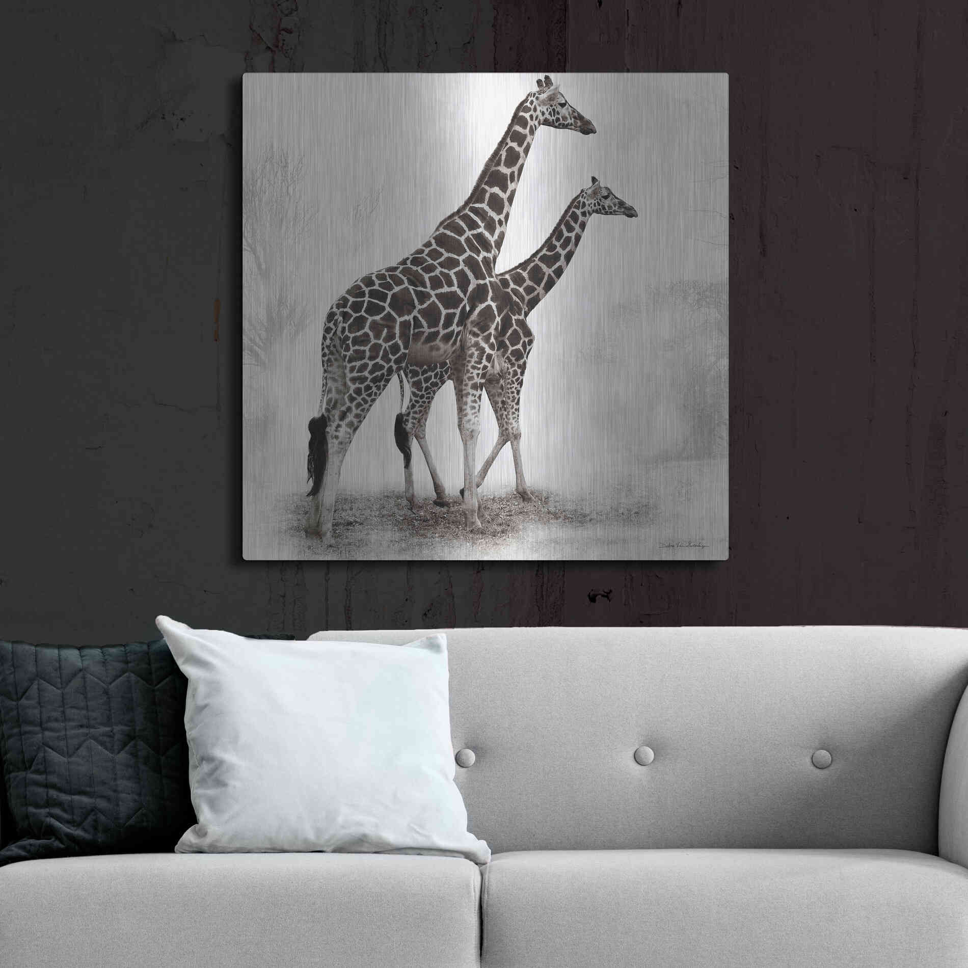 Luxe Metal Art 'Giraffe III' by Debra Van Swearingen, Metal Wall Art,36x36