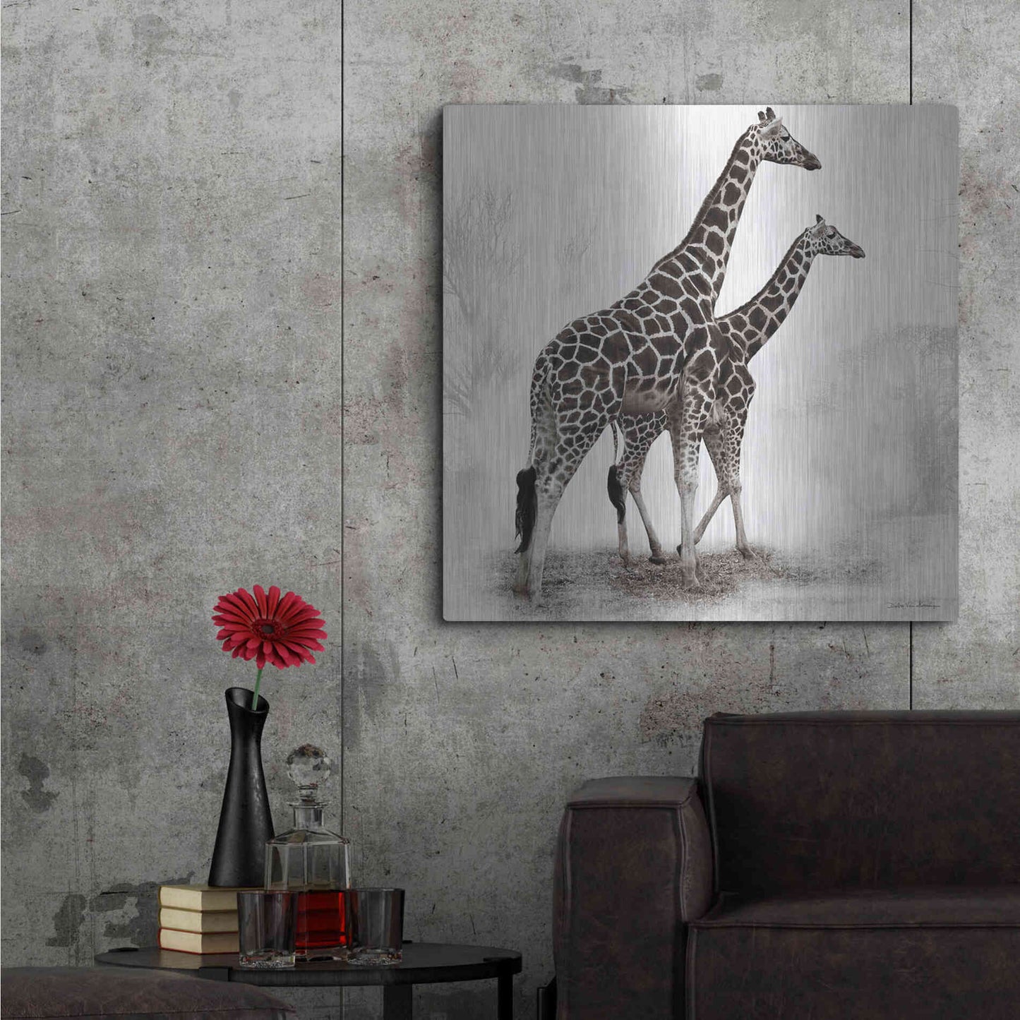 Luxe Metal Art 'Giraffe III' by Debra Van Swearingen, Metal Wall Art,36x36