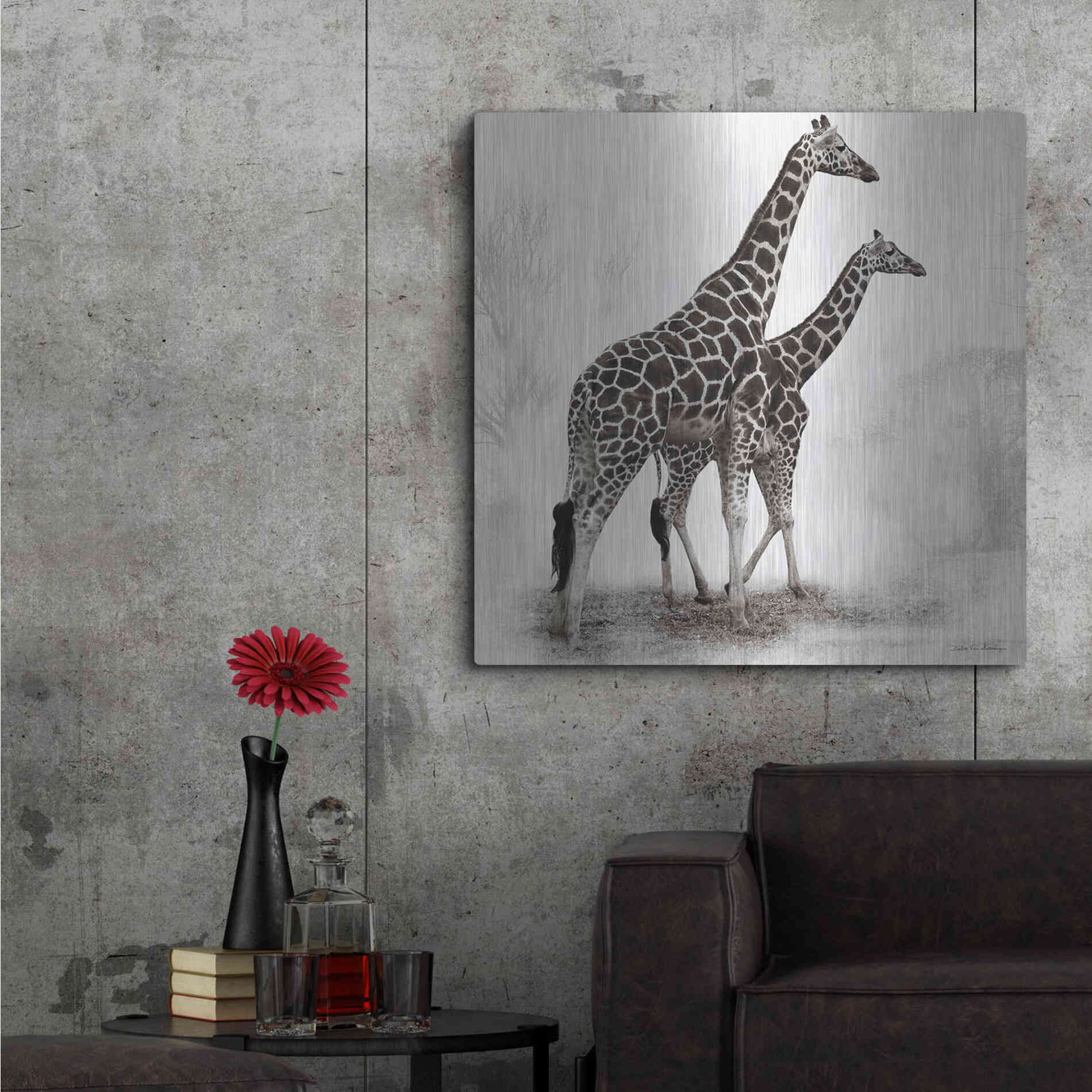 Luxe Metal Art 'Giraffe III' by Debra Van Swearingen, Metal Wall Art,36x36