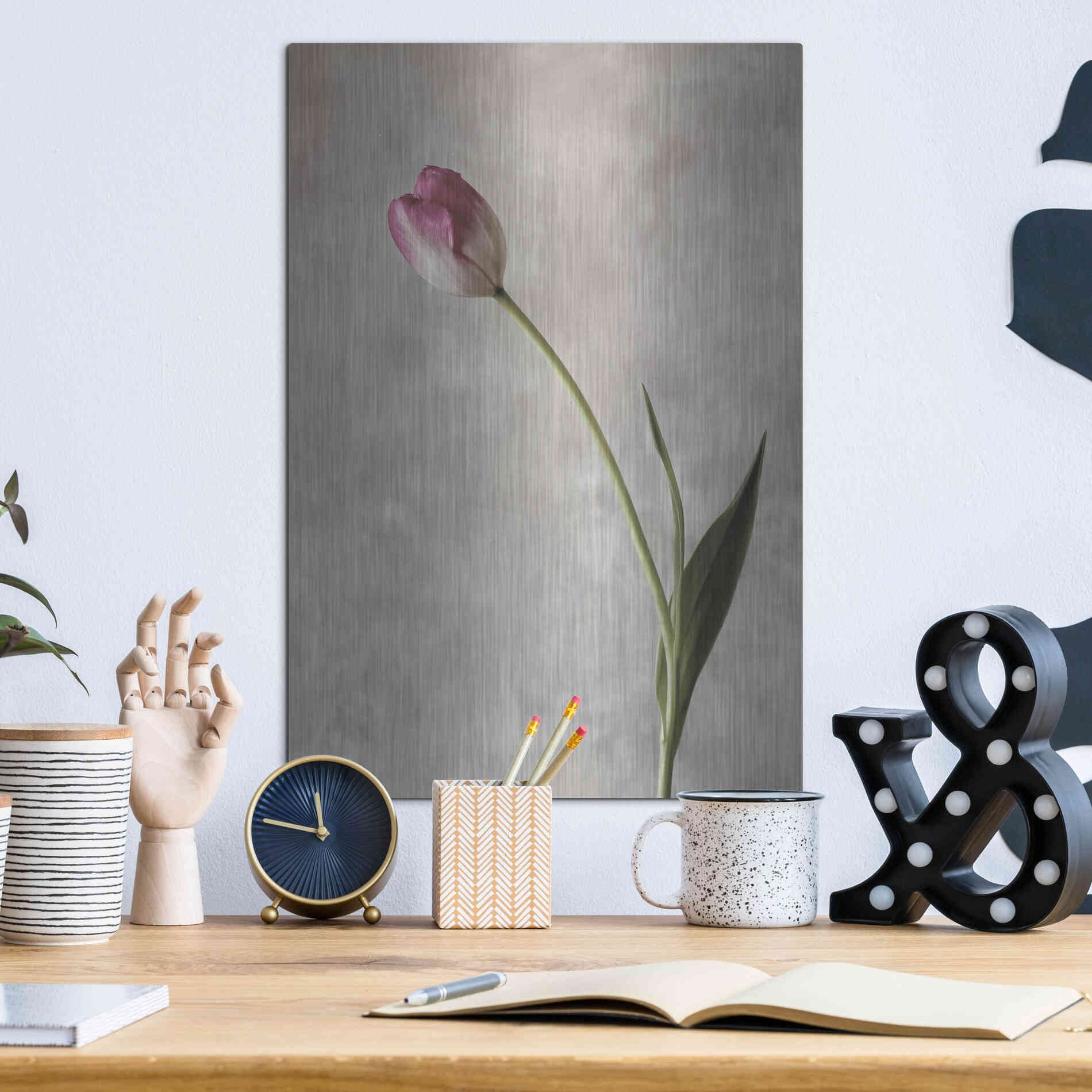 Luxe Metal Art 'Fresh Tulips II' by Debra Van Swearingen, Metal Wall Art,12x16