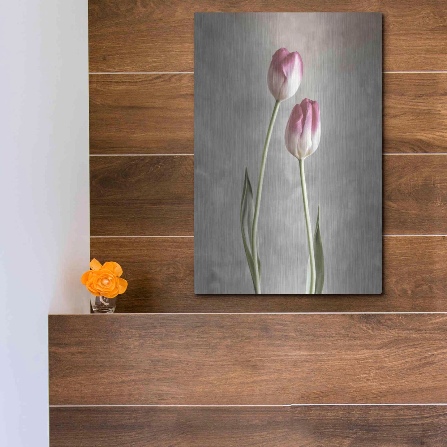Luxe Metal Art 'Fresh Tulips III' by Debra Van Swearingen, Metal Wall Art,12x16