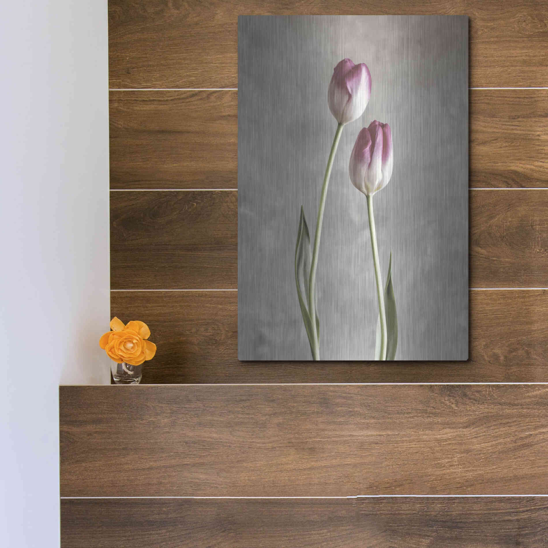 Luxe Metal Art 'Fresh Tulips III' by Debra Van Swearingen, Metal Wall Art,12x16