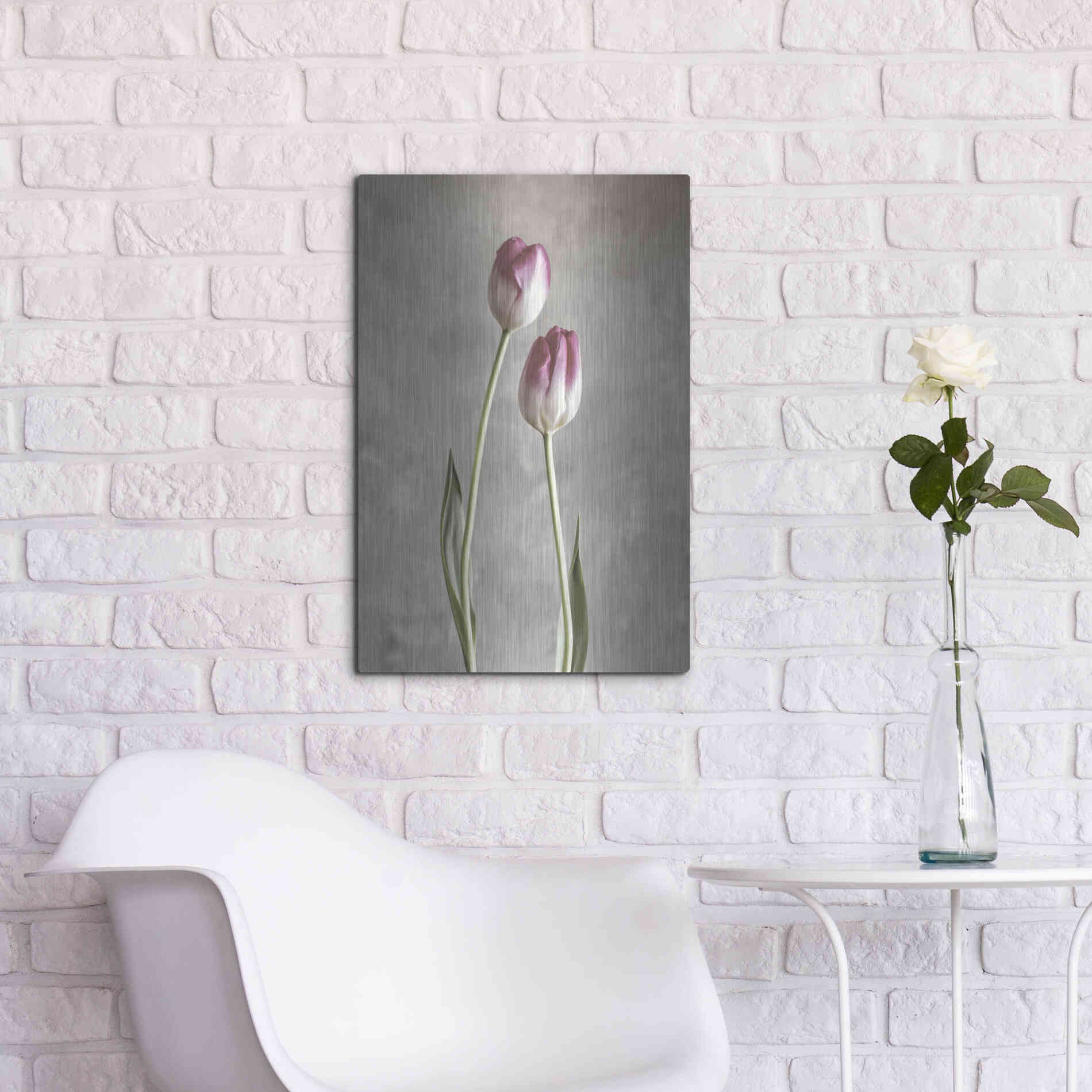 Luxe Metal Art 'Fresh Tulips III' by Debra Van Swearingen, Metal Wall Art,16x24
