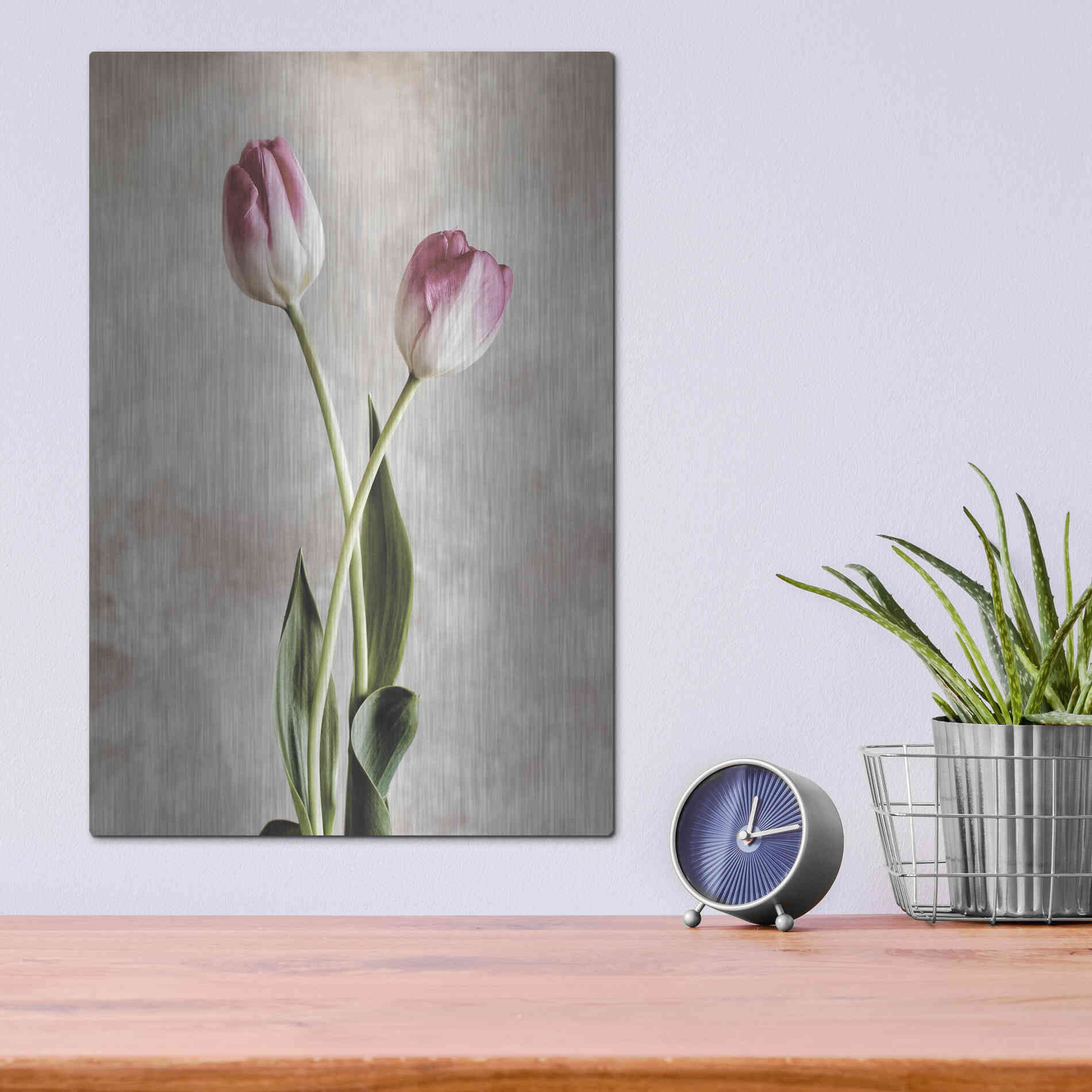 Luxe Metal Art 'Fresh Tulips IV' by Debra Van Swearingen, Metal Wall Art,12x16