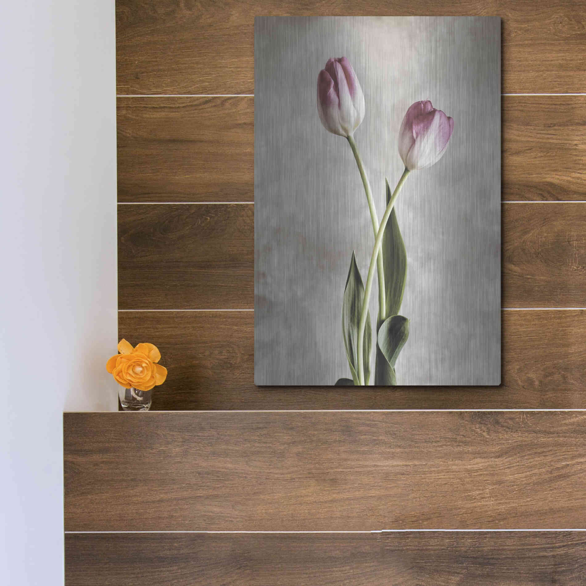 Luxe Metal Art 'Fresh Tulips IV' by Debra Van Swearingen, Metal Wall Art,12x16