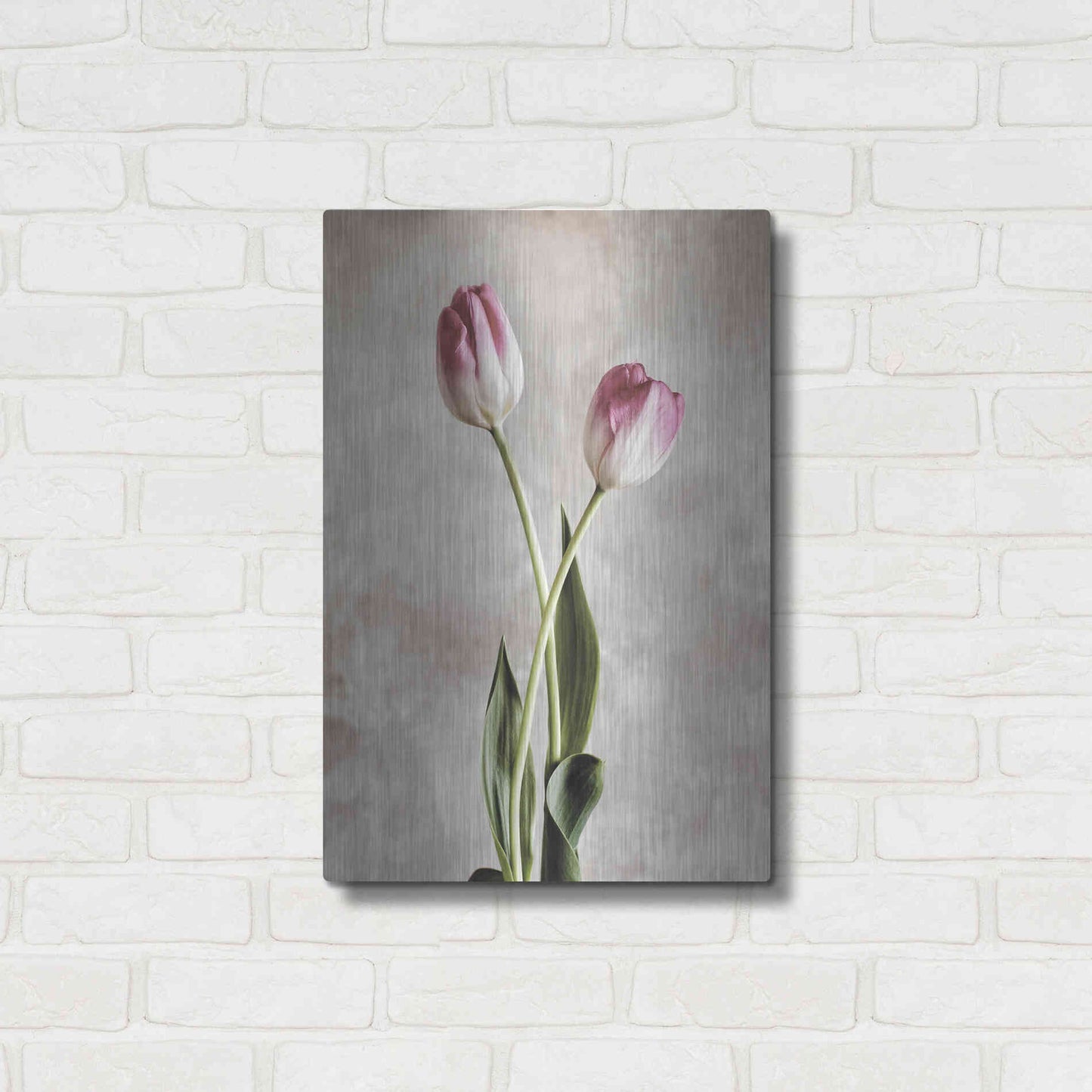 Luxe Metal Art 'Fresh Tulips IV' by Debra Van Swearingen, Metal Wall Art,16x24