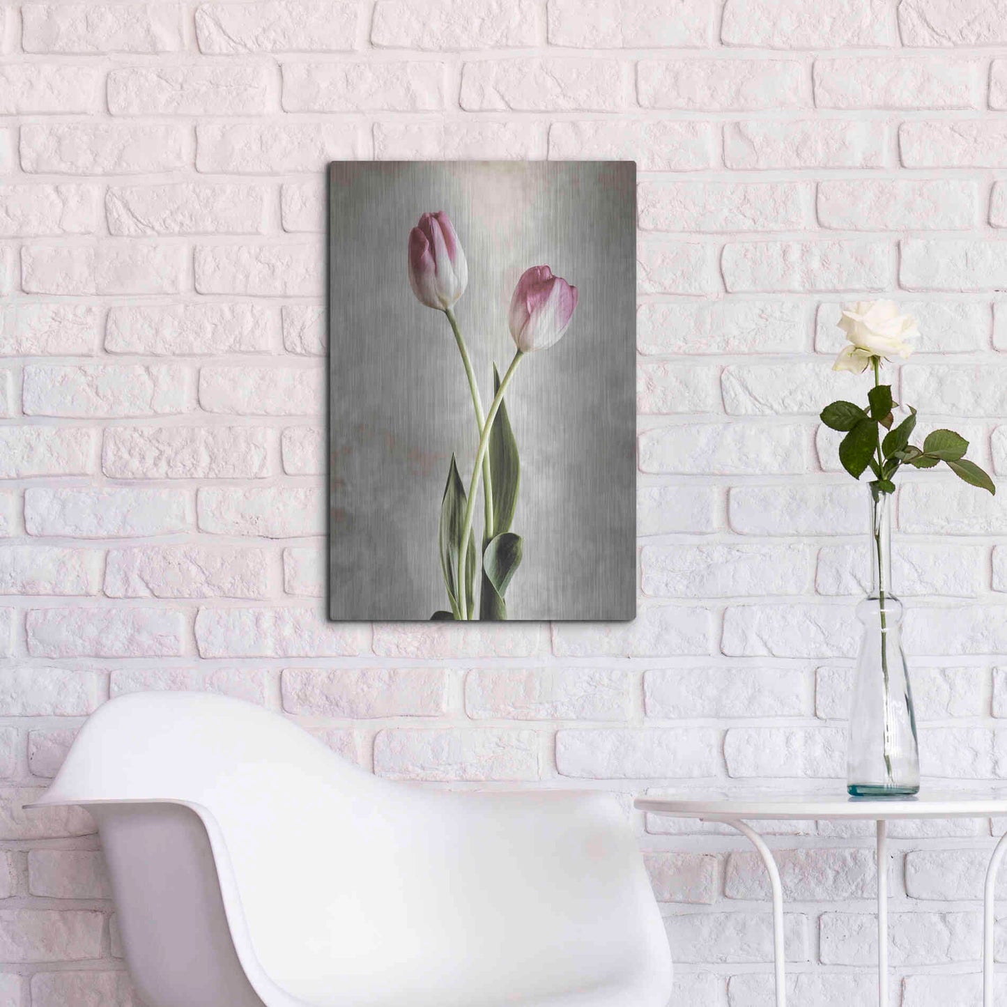 Luxe Metal Art 'Fresh Tulips IV' by Debra Van Swearingen, Metal Wall Art,16x24