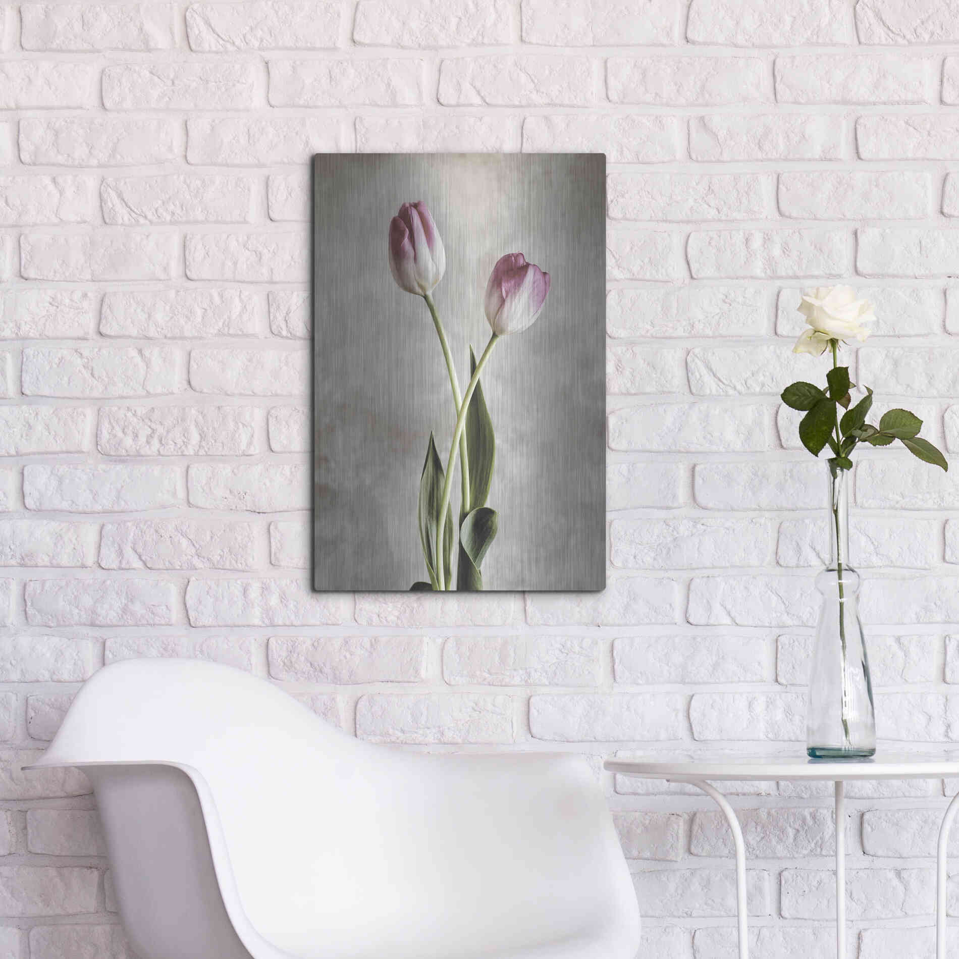 Luxe Metal Art 'Fresh Tulips IV' by Debra Van Swearingen, Metal Wall Art,16x24