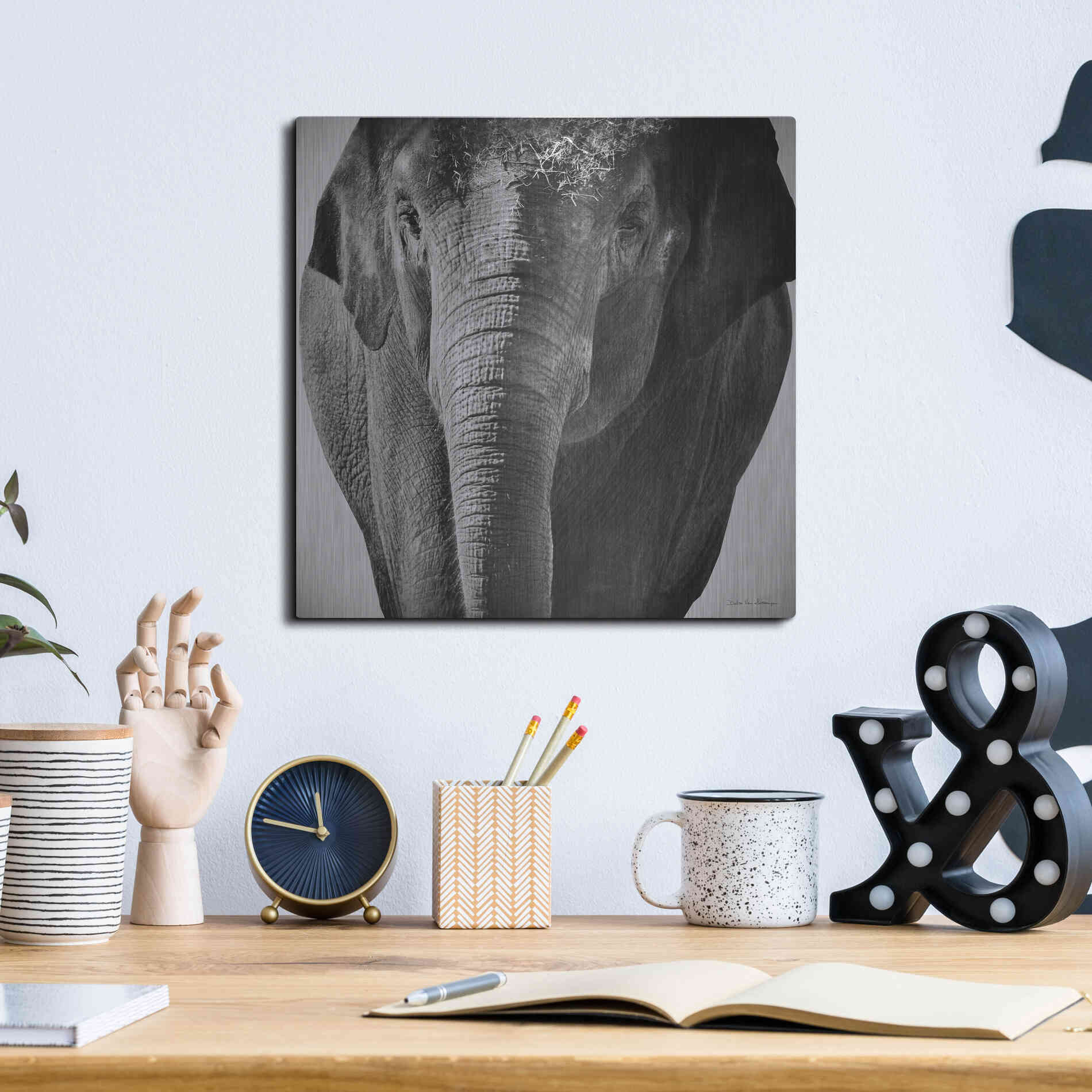 Luxe Metal Art 'Elephant I' by Debra Van Swearingen, Metal Wall Art,12x12