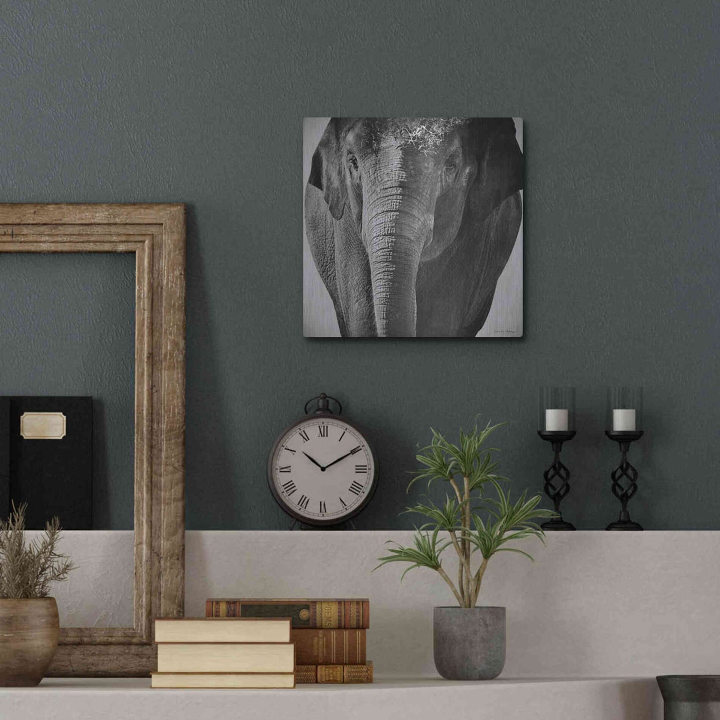 Luxe Metal Art 'Elephant I' by Debra Van Swearingen, Metal Wall Art,12x12