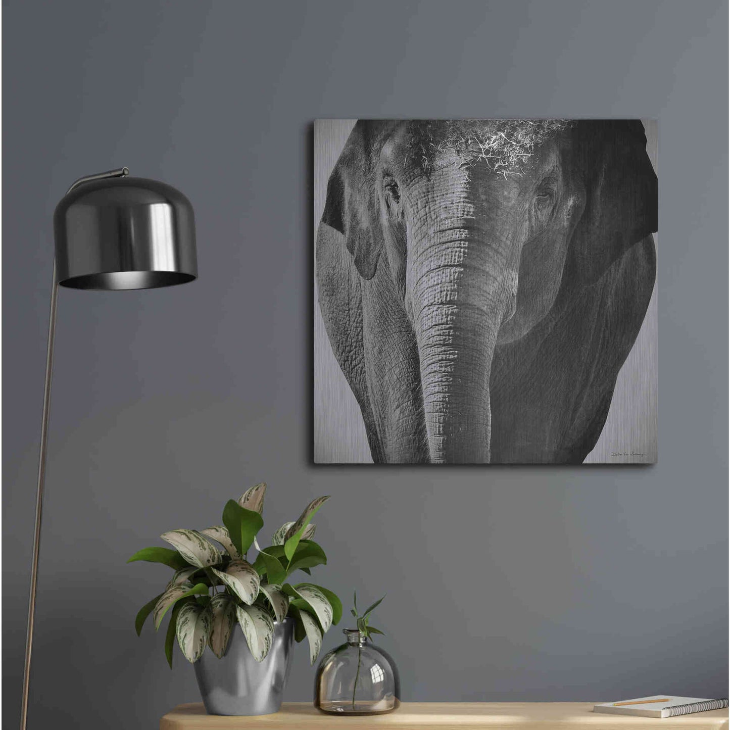 Luxe Metal Art 'Elephant I' by Debra Van Swearingen, Metal Wall Art,24x24