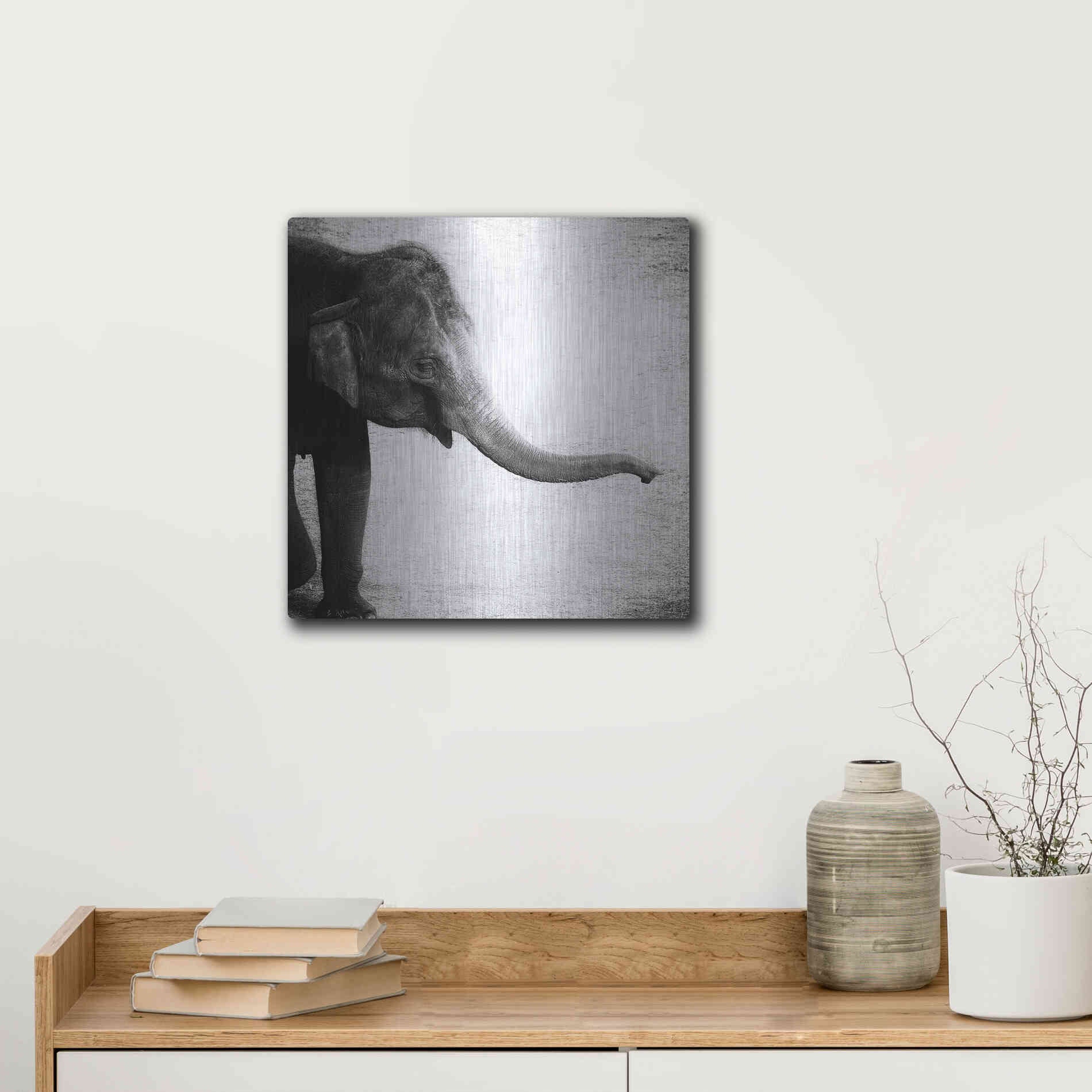 Luxe Metal Art 'Elephant II' by Debra Van Swearingen, Metal Wall Art,12x12