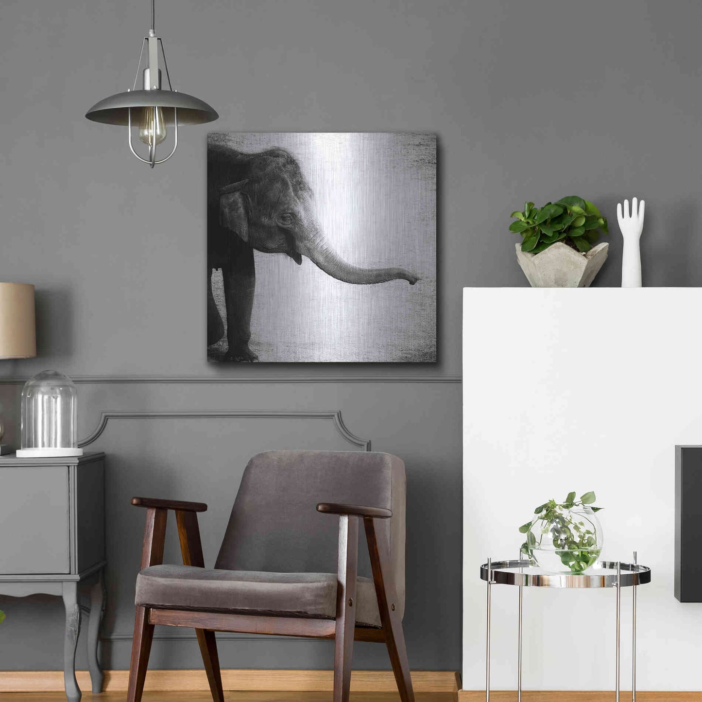 Luxe Metal Art 'Elephant II' by Debra Van Swearingen, Metal Wall Art,24x24