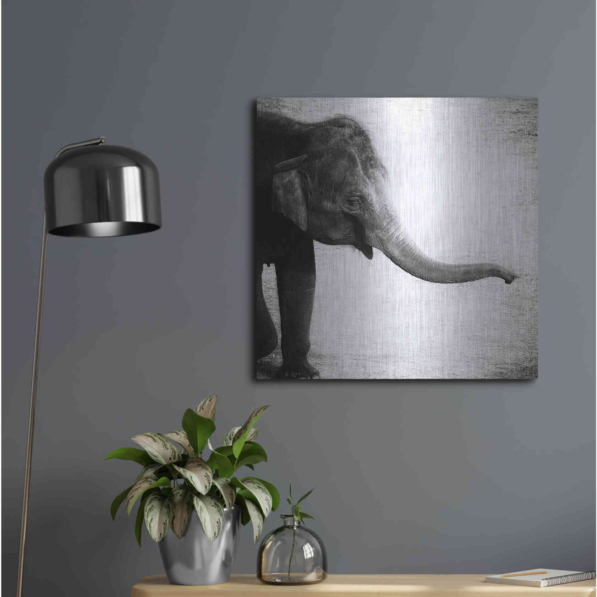 Luxe Metal Art 'Elephant II' by Debra Van Swearingen, Metal Wall Art,24x24