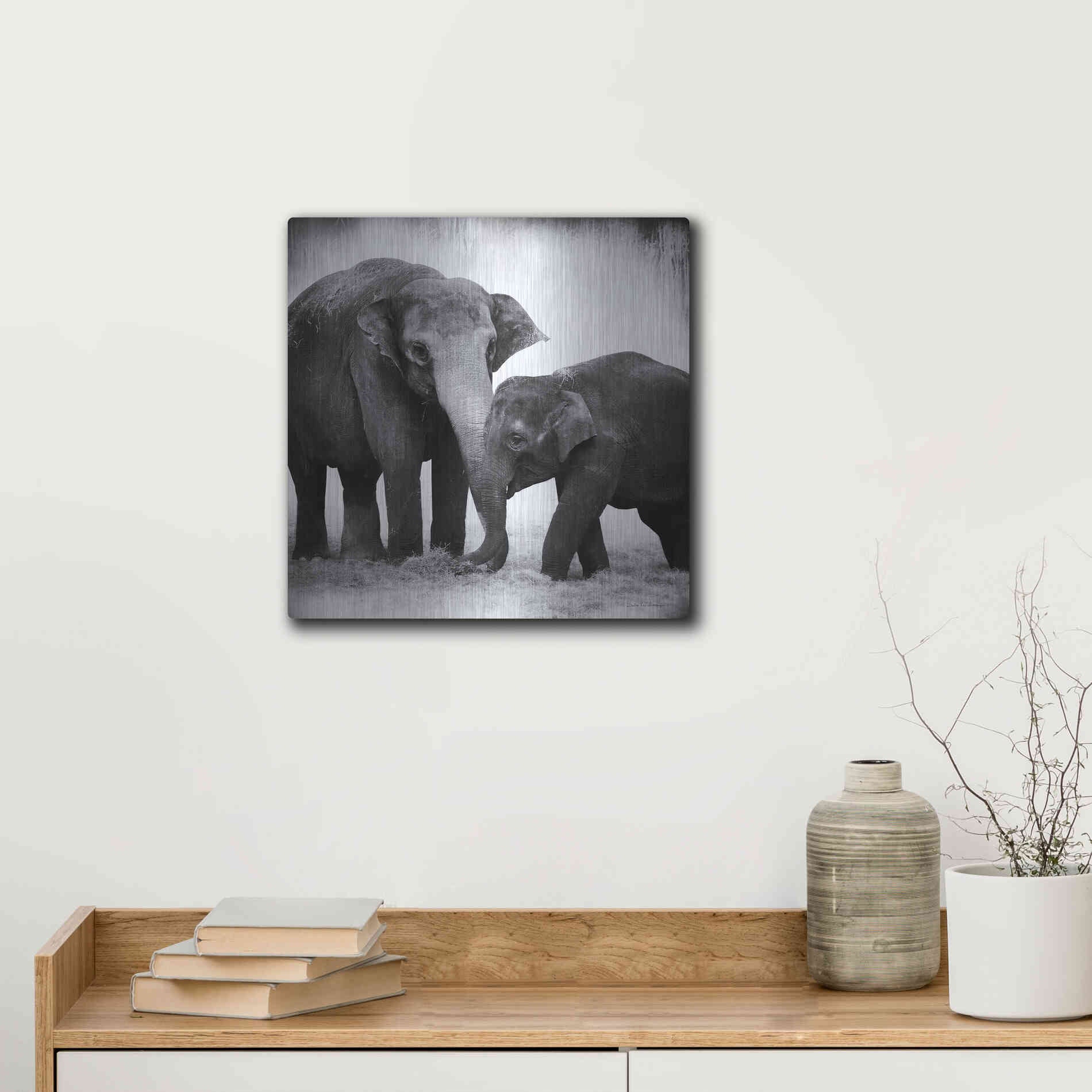 Luxe Metal Art 'Elephant III' by Debra Van Swearingen, Metal Wall Art,12x12