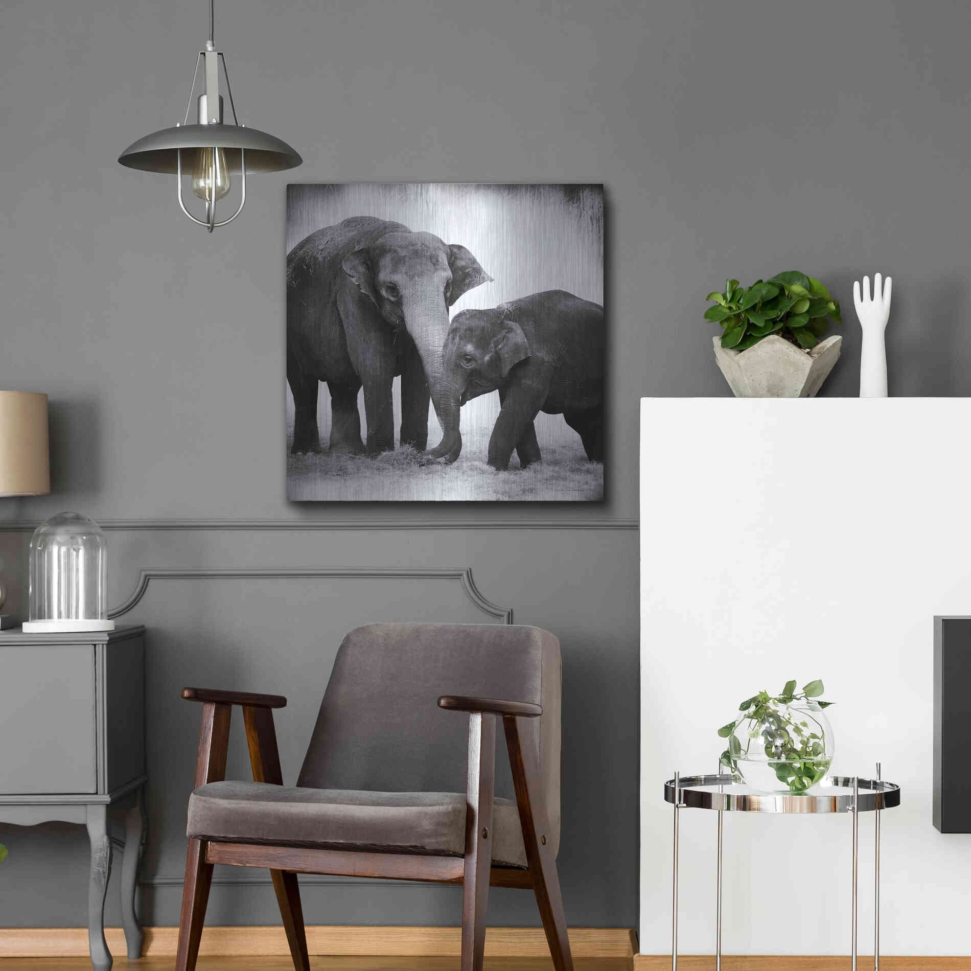 Luxe Metal Art 'Elephant III' by Debra Van Swearingen, Metal Wall Art,24x24