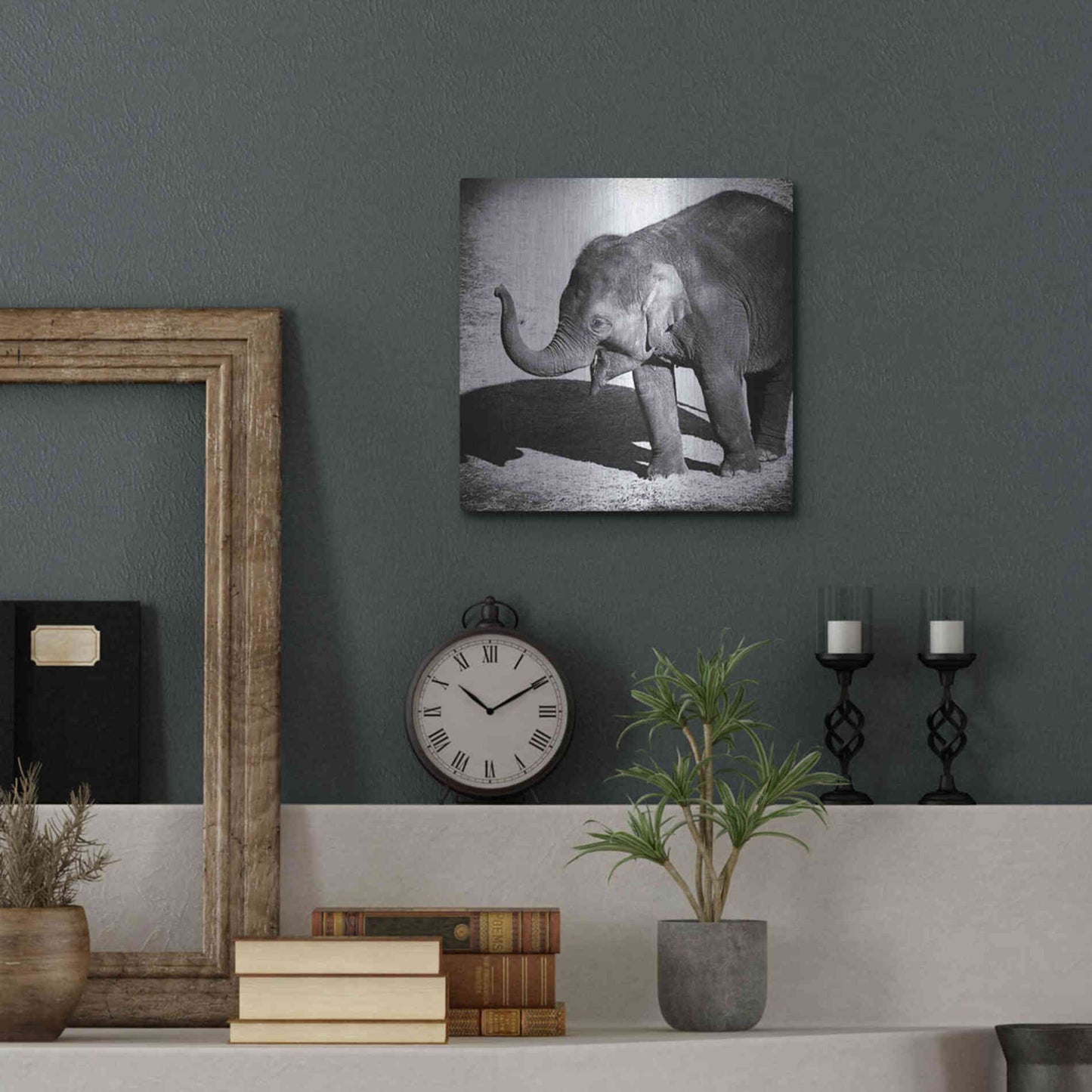 Luxe Metal Art 'Elephant IV' by Debra Van Swearingen, Metal Wall Art,12x12