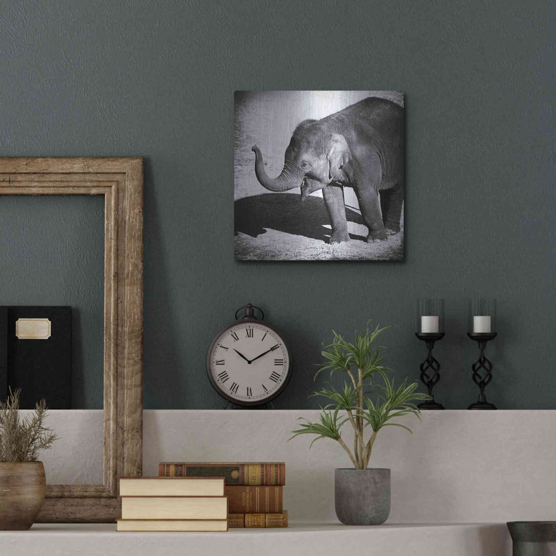 Luxe Metal Art 'Elephant IV' by Debra Van Swearingen, Metal Wall Art,12x12