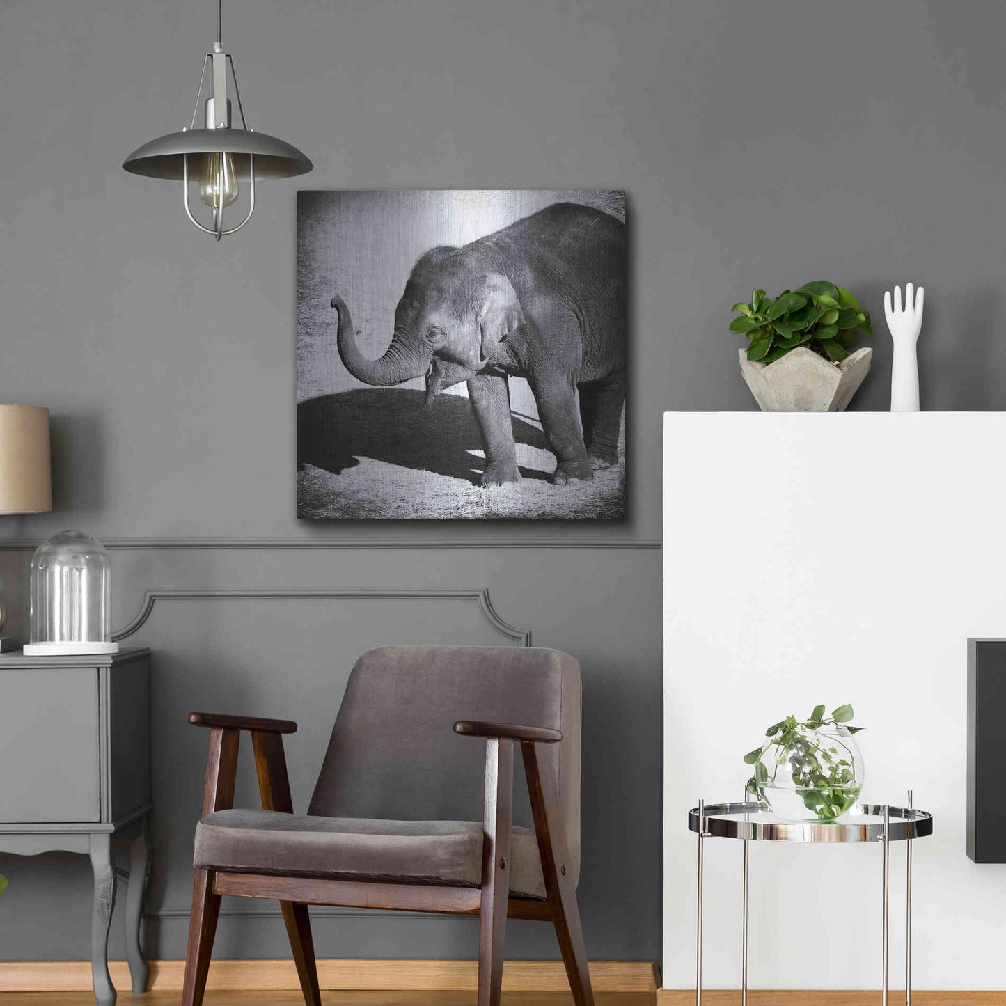 Luxe Metal Art 'Elephant IV' by Debra Van Swearingen, Metal Wall Art,24x24