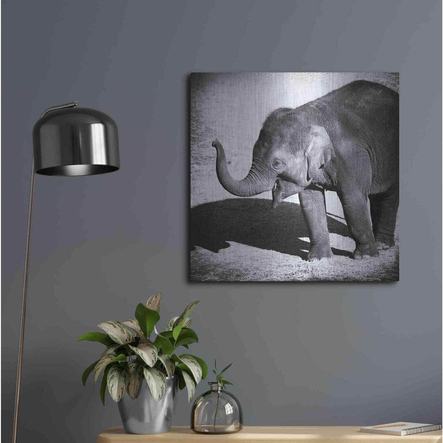 Luxe Metal Art 'Elephant IV' by Debra Van Swearingen, Metal Wall Art,24x24