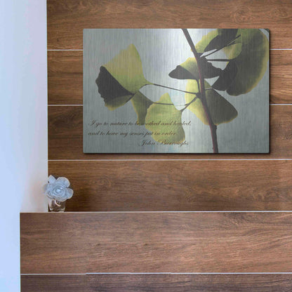 Luxe Metal Art 'Delicate Ginkgo' by Debra Van Swearingen, Metal Wall Art,16x12