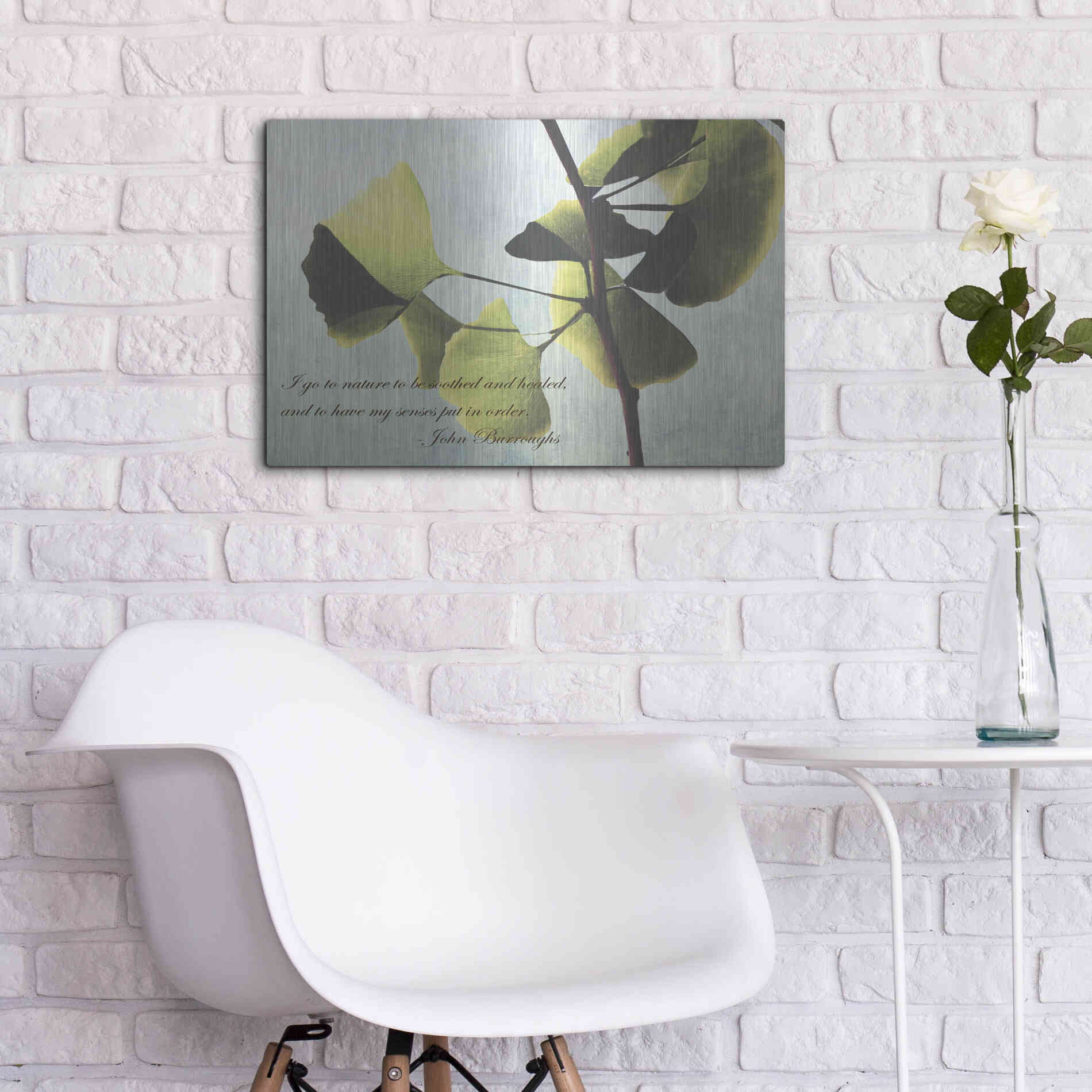 Luxe Metal Art 'Delicate Ginkgo' by Debra Van Swearingen, Metal Wall Art,24x16