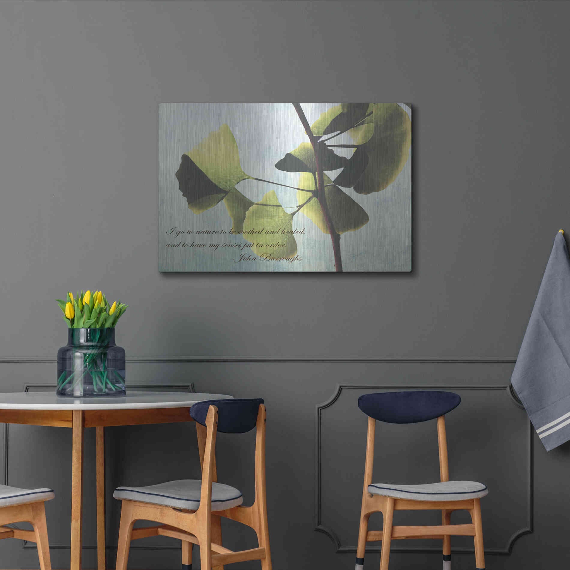 Luxe Metal Art 'Delicate Ginkgo' by Debra Van Swearingen, Metal Wall Art,36x24