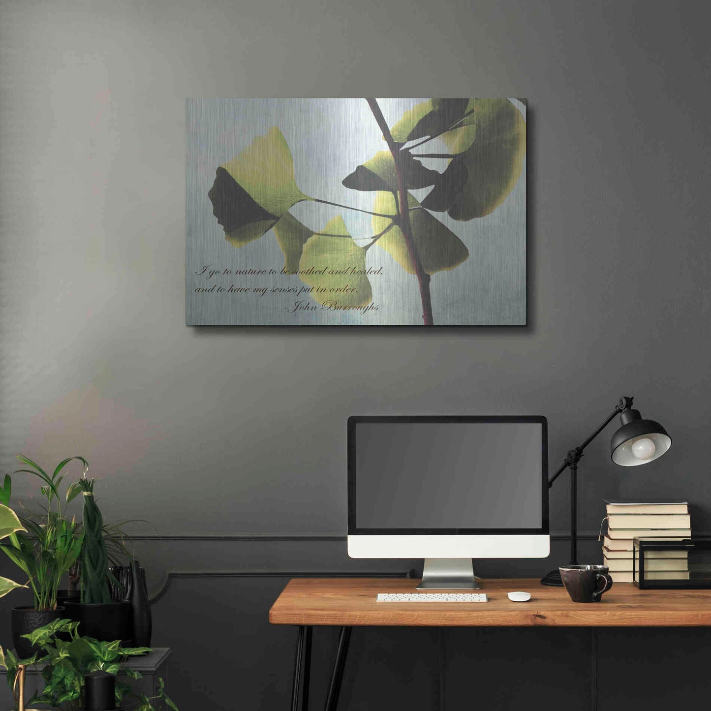 Luxe Metal Art 'Delicate Ginkgo' by Debra Van Swearingen, Metal Wall Art,36x24