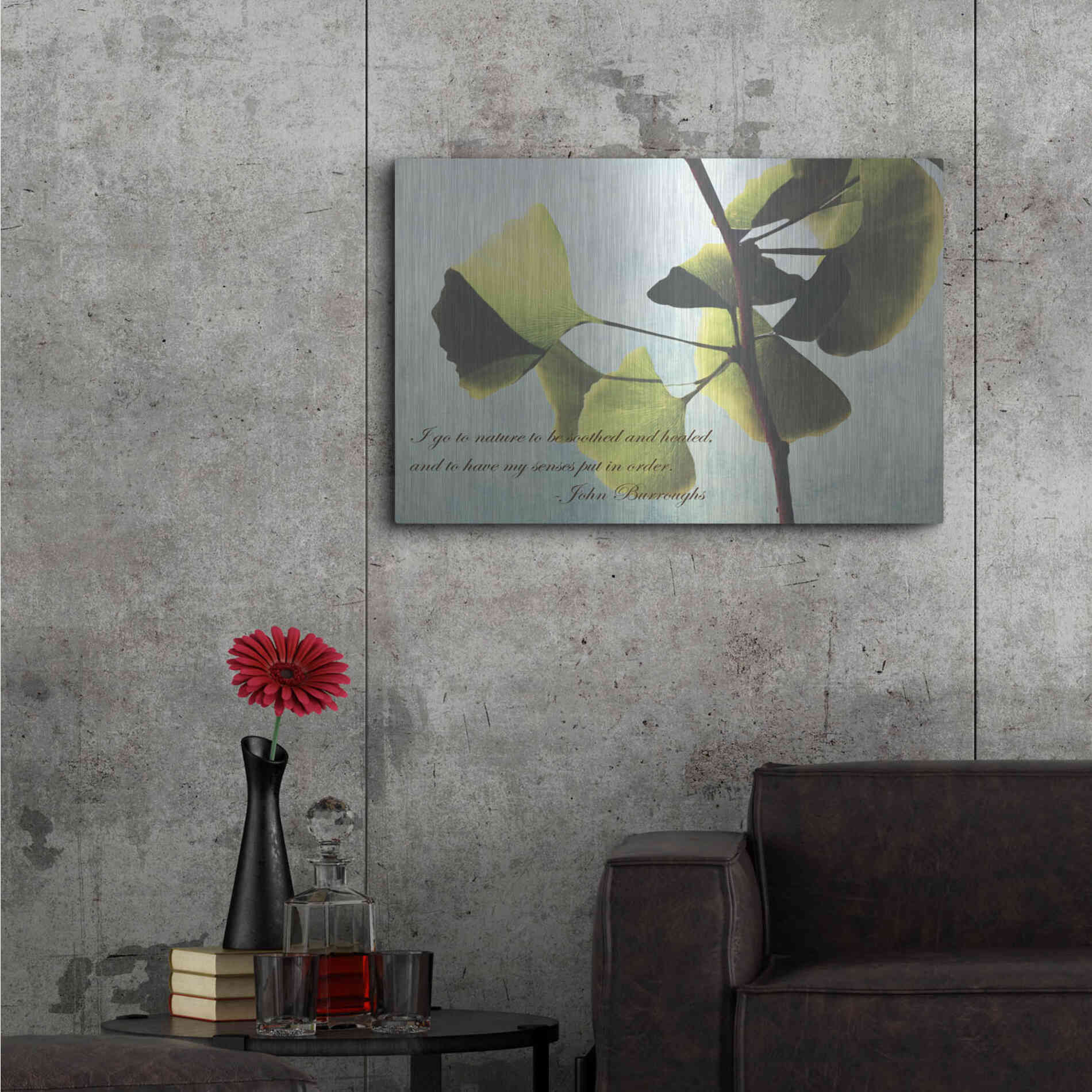 Luxe Metal Art 'Delicate Ginkgo' by Debra Van Swearingen, Metal Wall Art,36x24