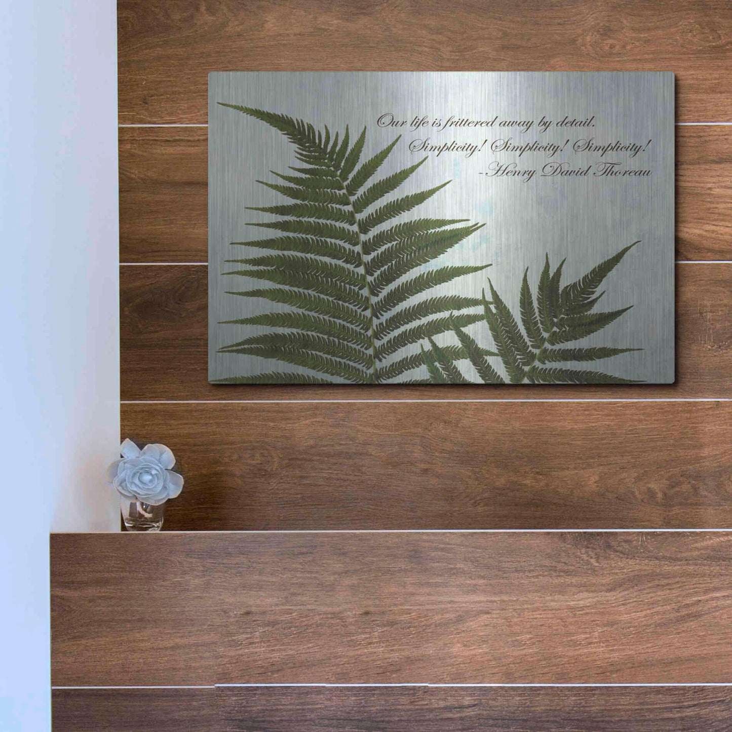 Luxe Metal Art 'Delicate Fern' by Debra Van Swearingen, Metal Wall Art,16x12