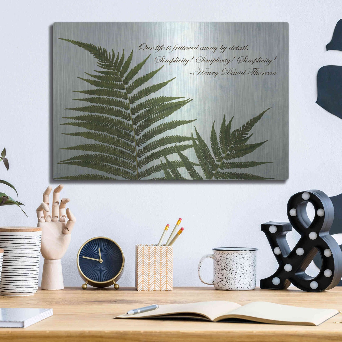 Luxe Metal Art 'Delicate Fern' by Debra Van Swearingen, Metal Wall Art,16x12