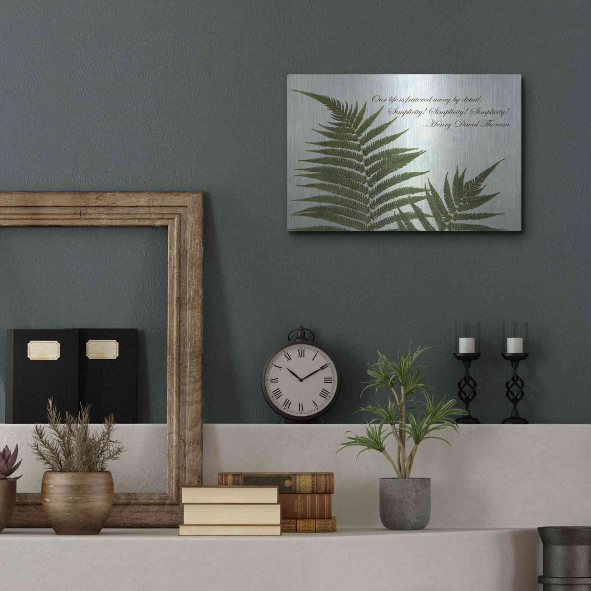 Luxe Metal Art 'Delicate Fern' by Debra Van Swearingen, Metal Wall Art,16x12