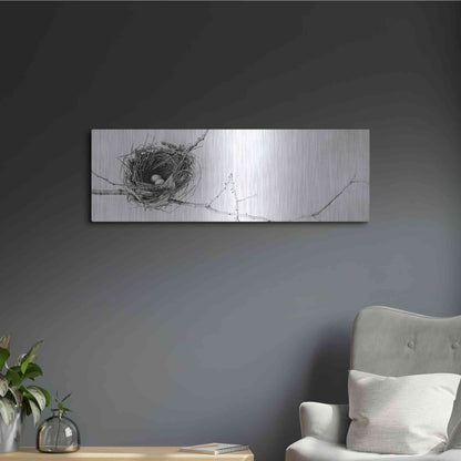 Luxe Metal Art 'Nest and Branch I Pano' by Debra Van Swearingen, Metal Wall Art,36x12