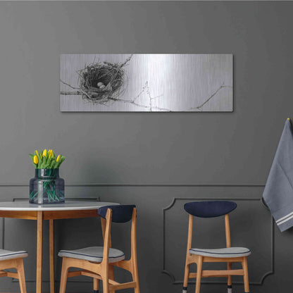 Luxe Metal Art 'Nest and Branch I Pano' by Debra Van Swearingen, Metal Wall Art,48x16