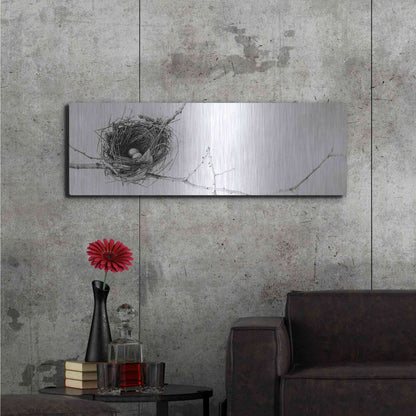 Luxe Metal Art 'Nest and Branch I Pano' by Debra Van Swearingen, Metal Wall Art,48x16