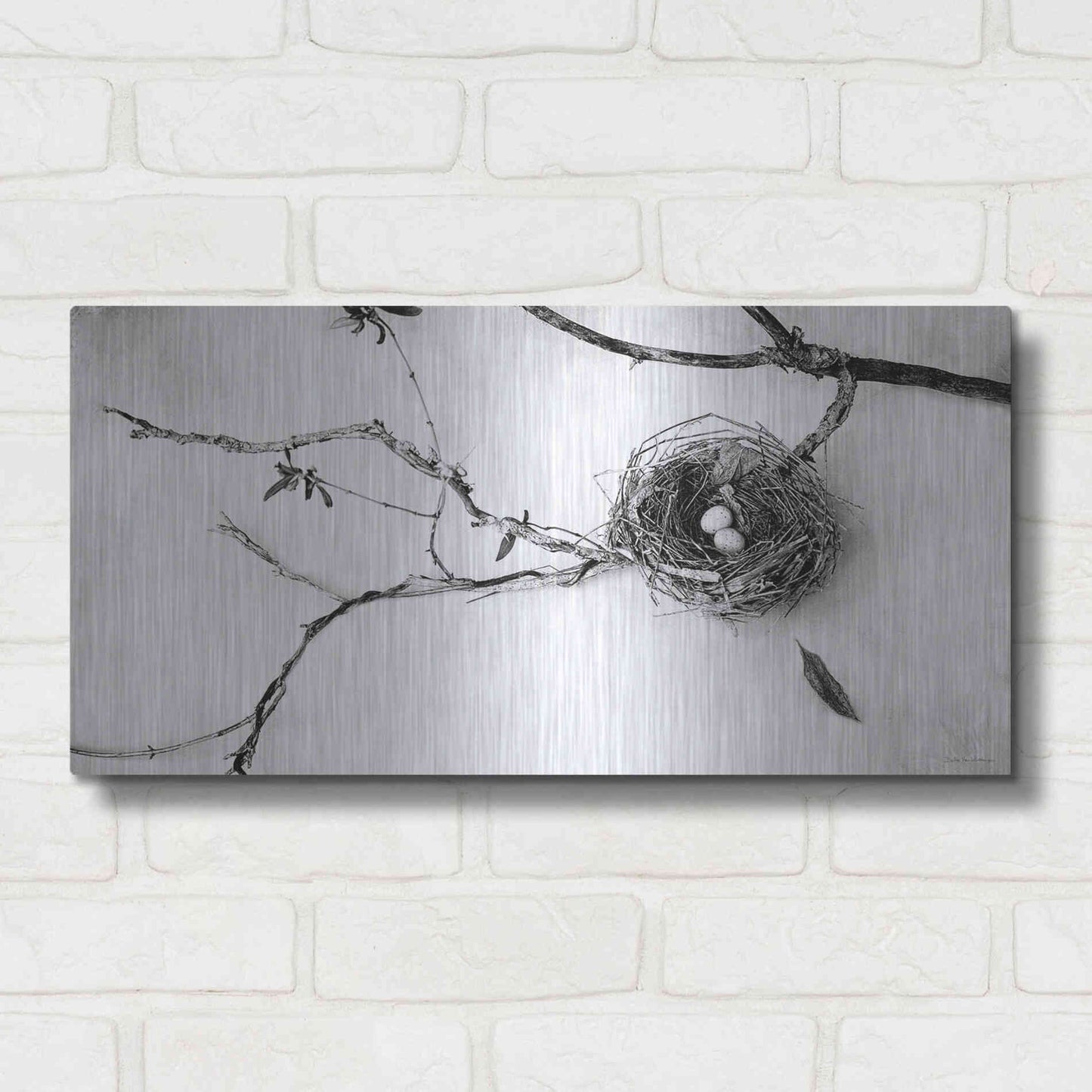 Luxe Metal Art 'Nest and Branch II' by Debra Van Swearingen, Metal Wall Art,24x12