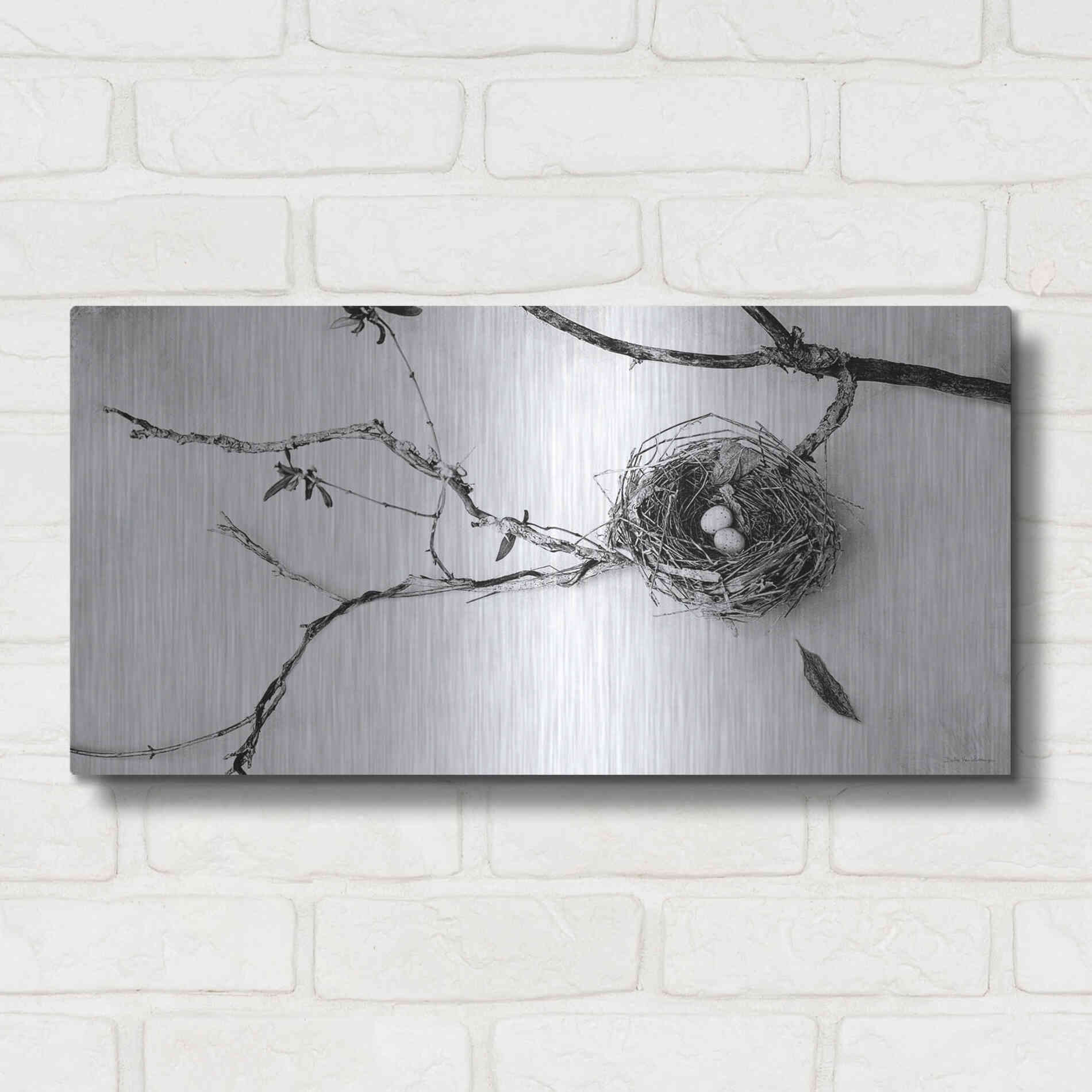 Luxe Metal Art 'Nest and Branch II' by Debra Van Swearingen, Metal Wall Art,24x12