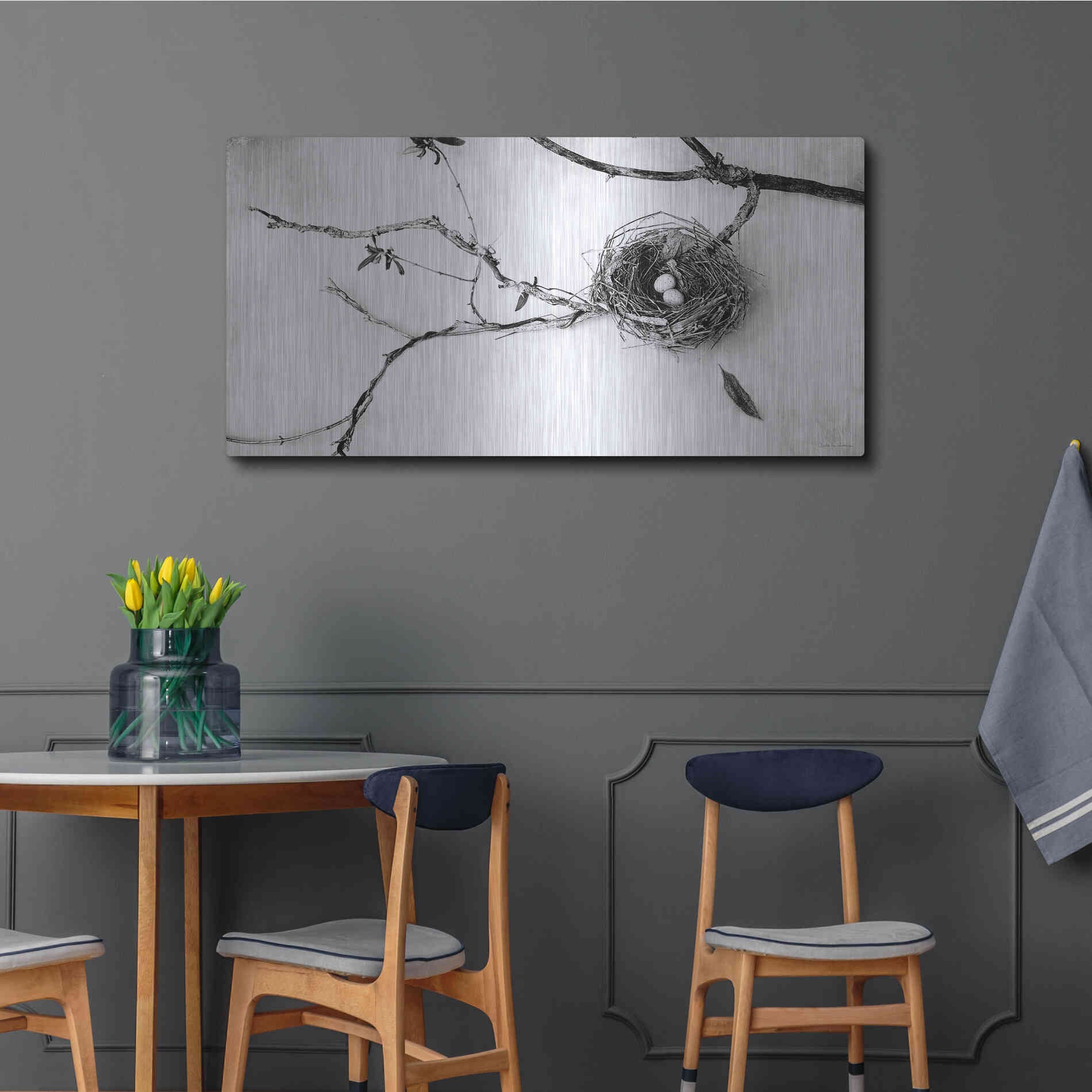 Luxe Metal Art 'Nest and Branch II' by Debra Van Swearingen, Metal Wall Art,48x24