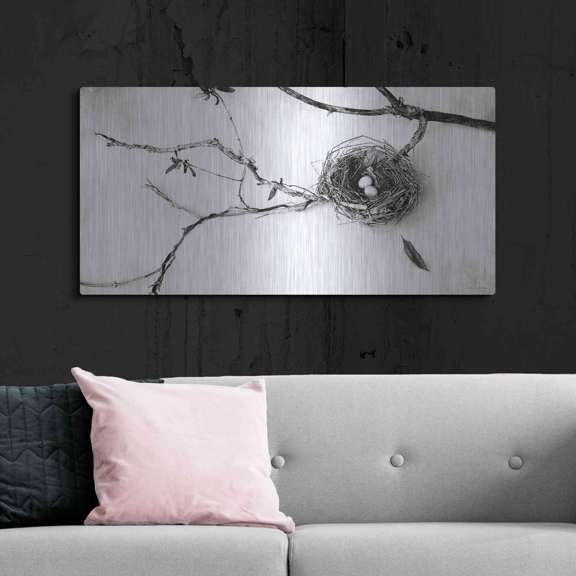 Luxe Metal Art 'Nest and Branch II' by Debra Van Swearingen, Metal Wall Art,48x24