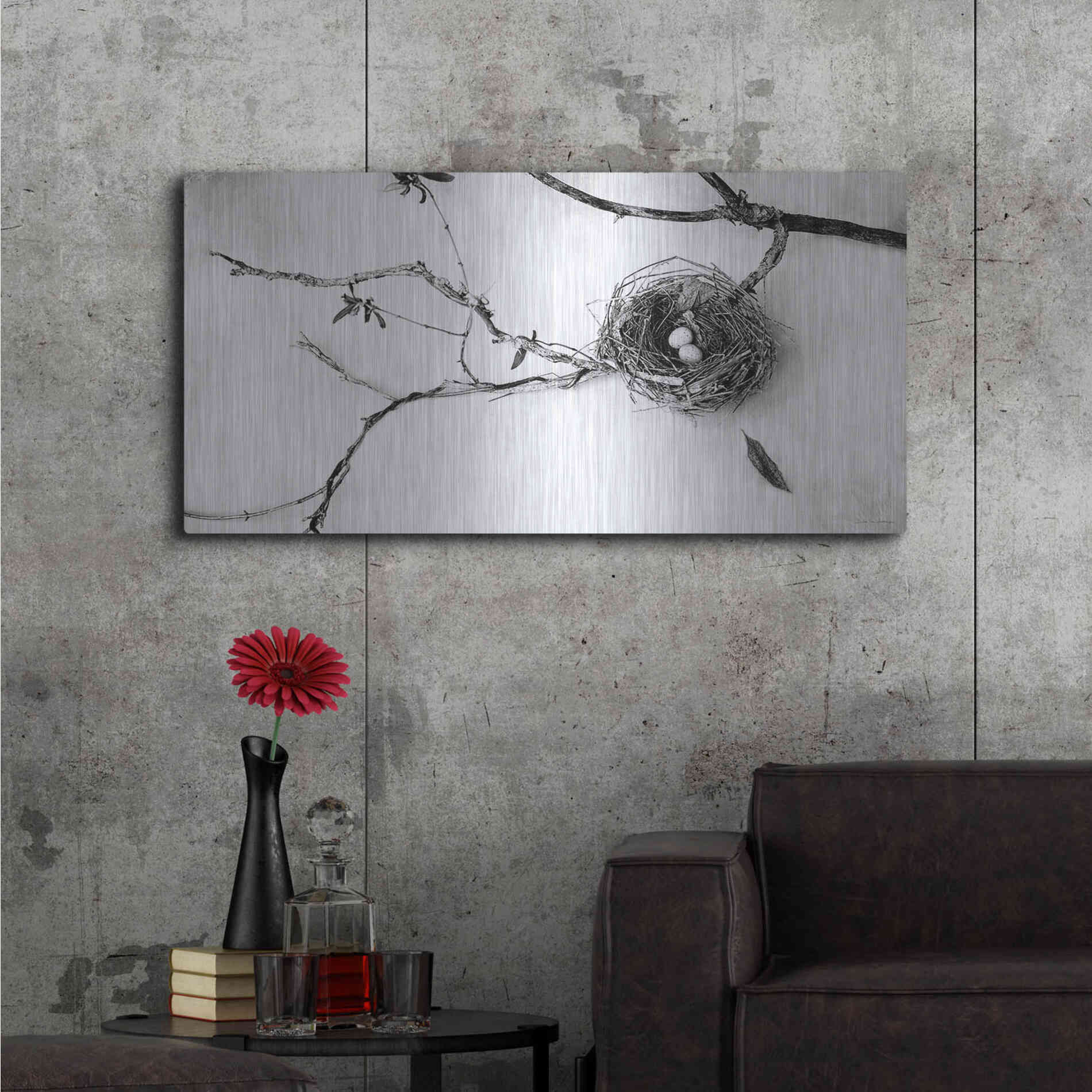 Luxe Metal Art 'Nest and Branch II' by Debra Van Swearingen, Metal Wall Art,48x24