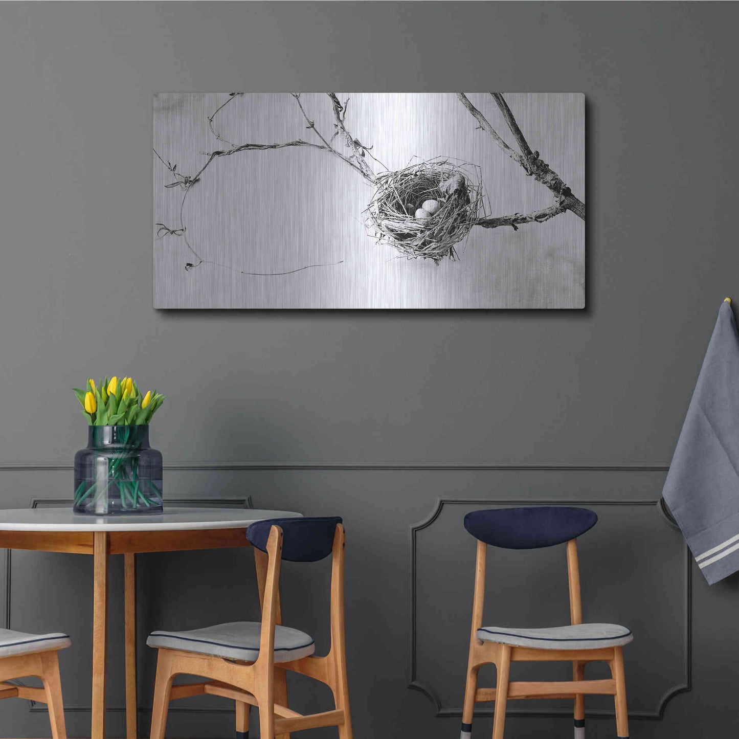 Luxe Metal Art 'Nest and Branch III' by Debra Van Swearingen, Metal Wall Art,48x24