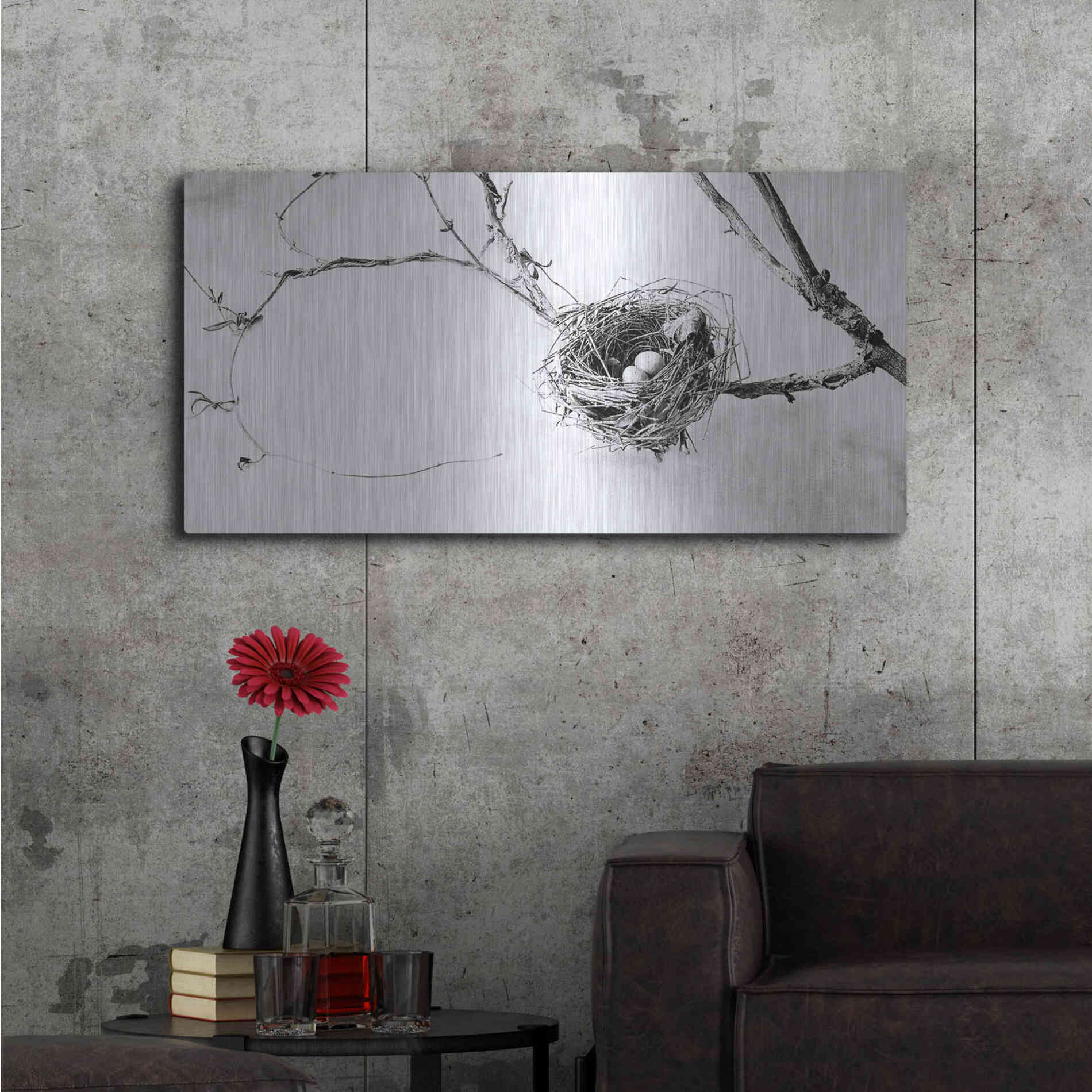 Luxe Metal Art 'Nest and Branch III' by Debra Van Swearingen, Metal Wall Art,48x24