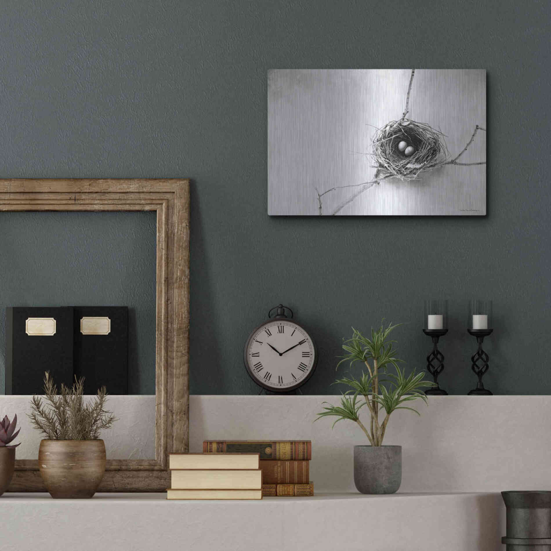 Luxe Metal Art 'Nest and Branch IV' by Debra Van Swearingen, Metal Wall Art,16x12