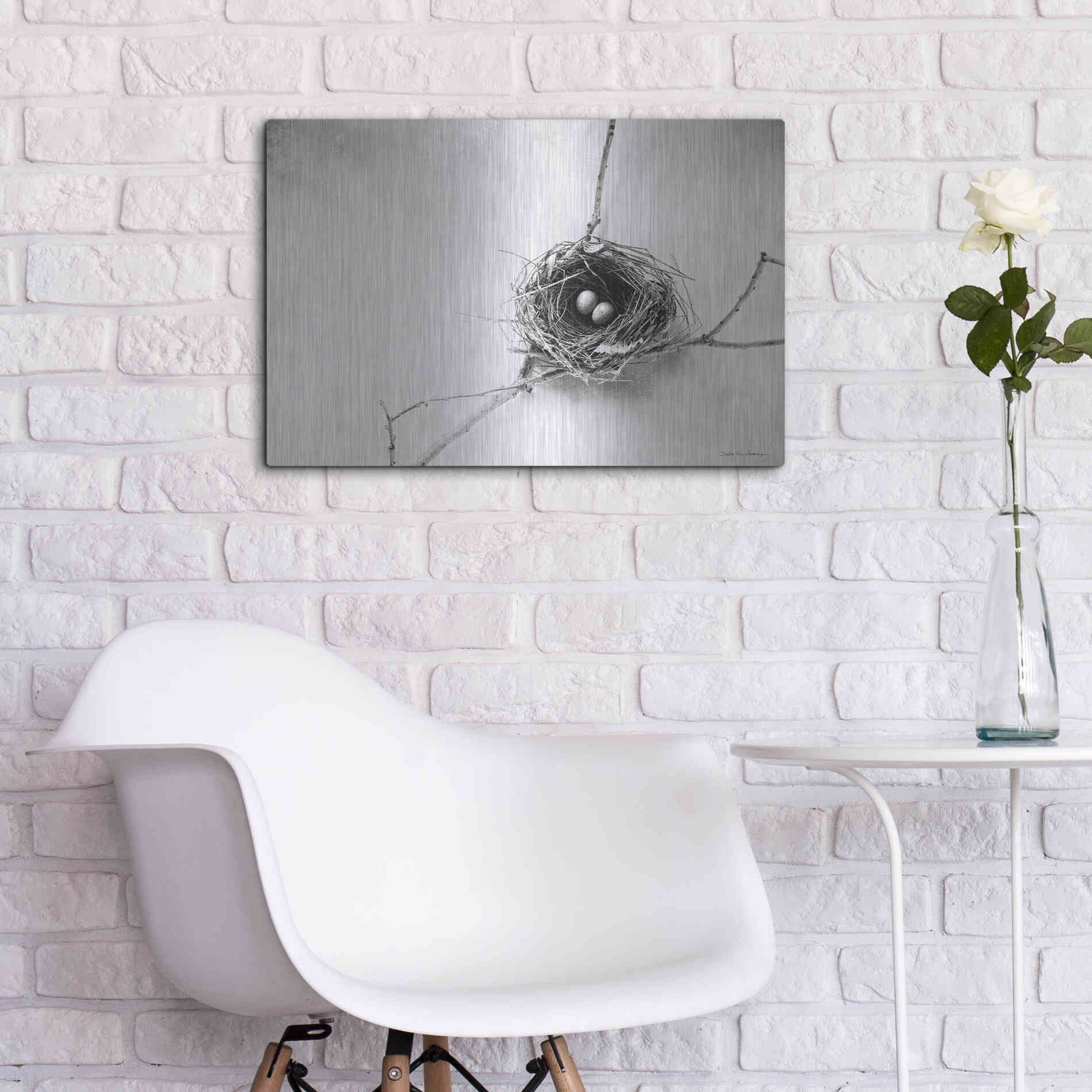 Luxe Metal Art 'Nest and Branch IV' by Debra Van Swearingen, Metal Wall Art,24x16