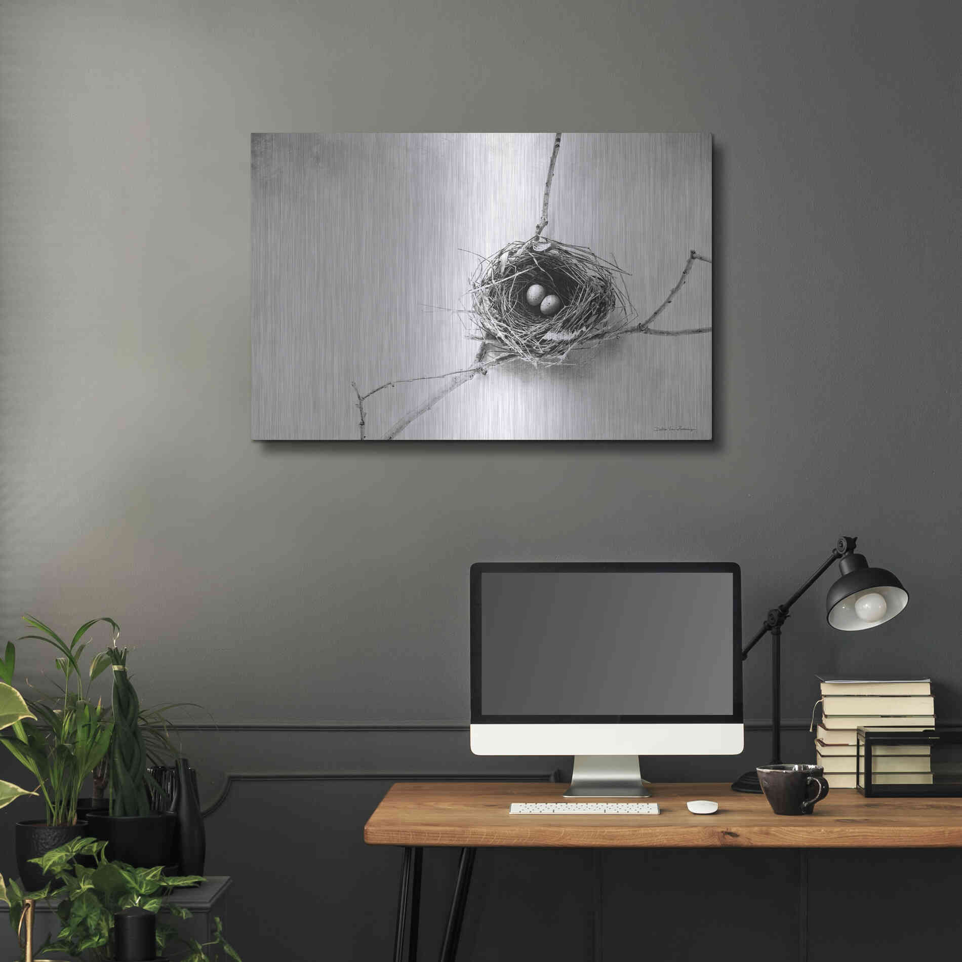 Luxe Metal Art 'Nest and Branch IV' by Debra Van Swearingen, Metal Wall Art,36x24