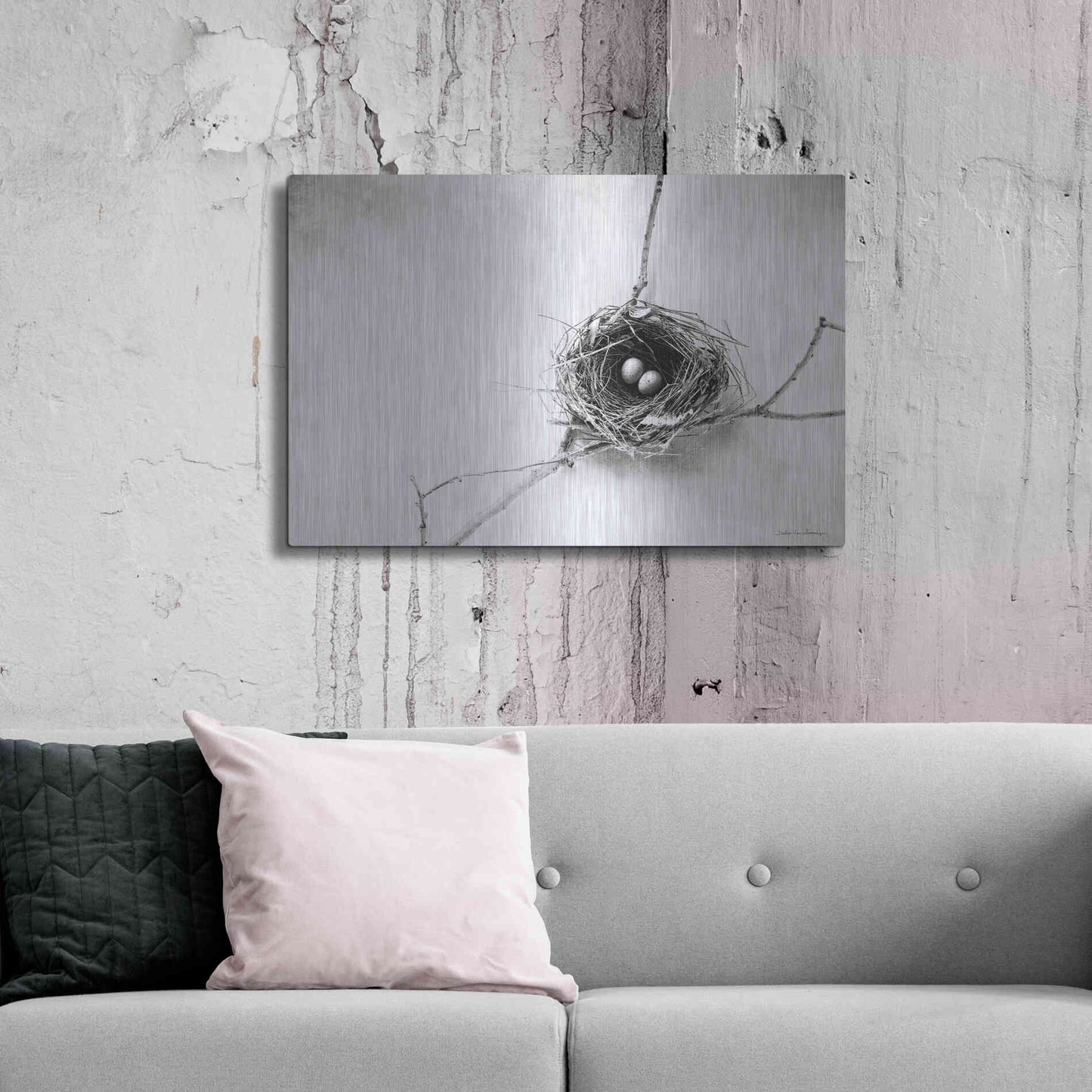 Luxe Metal Art 'Nest and Branch IV' by Debra Van Swearingen, Metal Wall Art,36x24