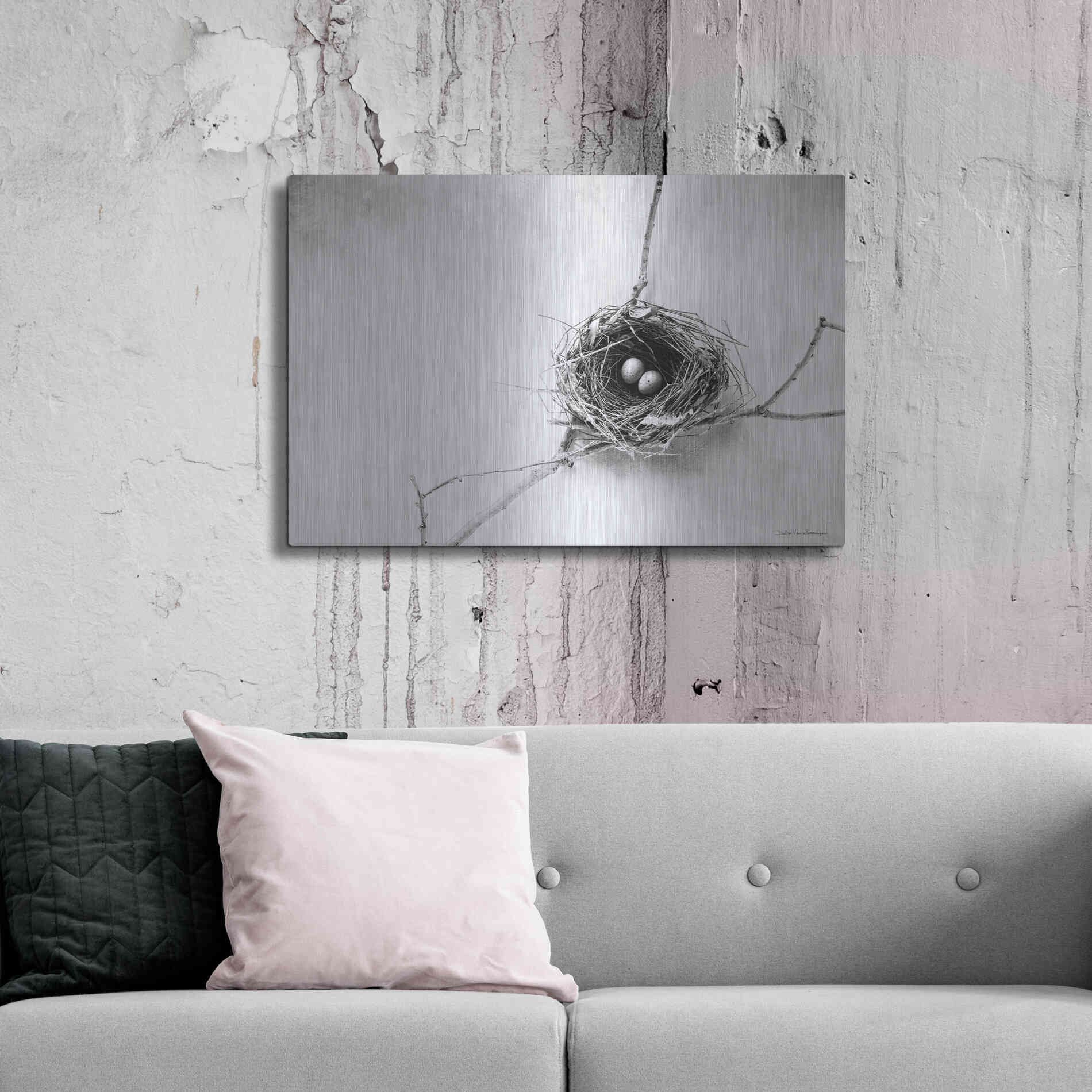 Luxe Metal Art 'Nest and Branch IV' by Debra Van Swearingen, Metal Wall Art,36x24
