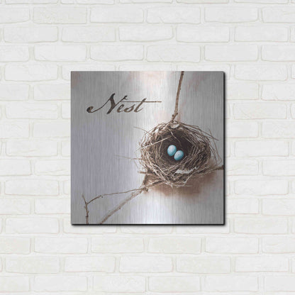 Luxe Metal Art 'Nest and Branch IV - Nest' by Debra Van Swearingen, Metal Wall Art,24x24